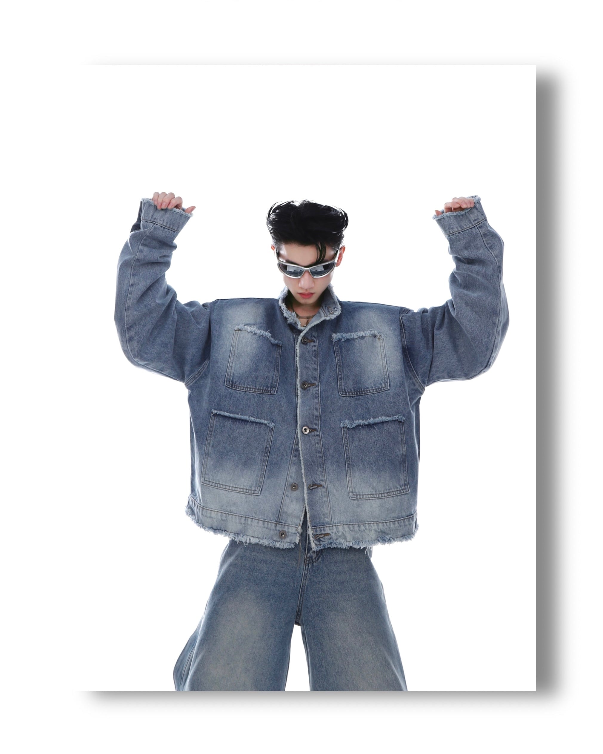 Retro washed rough edges Denim Jacket | ARGUE CULTURE