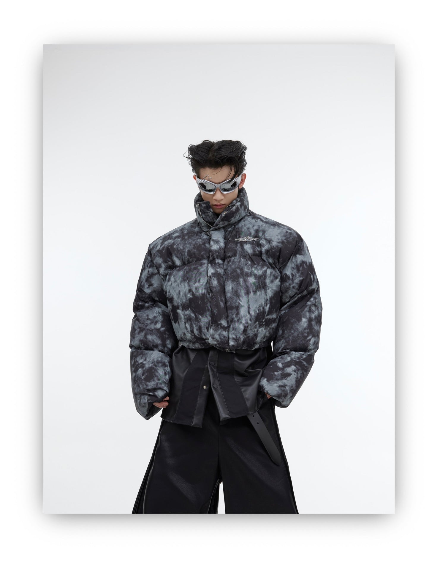 Stormy day Tie dye Futuristic Dystopian Puffer Jacket | ARGUE CULTURE Collection [H449]