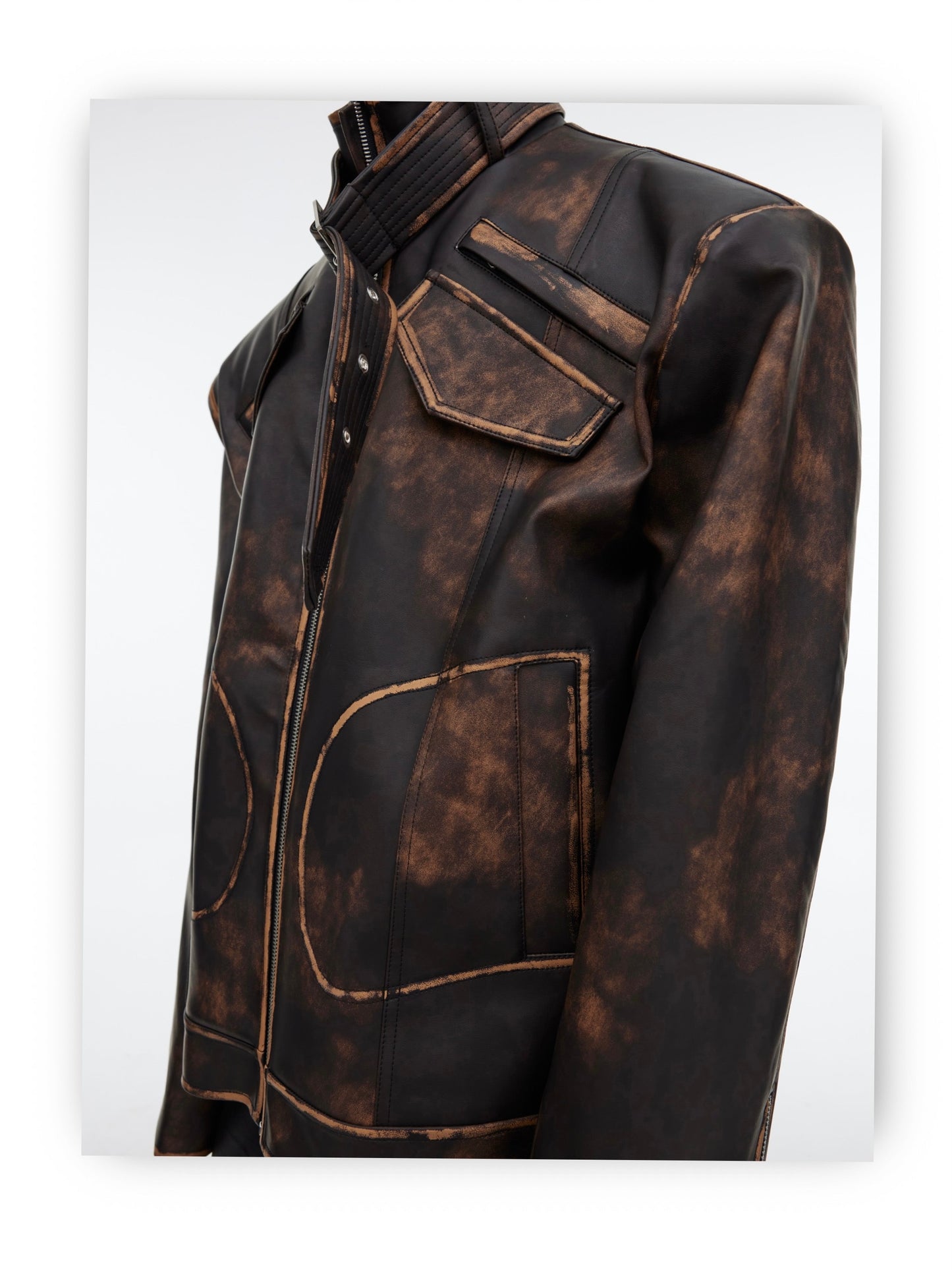 Dystopian Retro distressed Vegan Leather Jacket | ARGUE CULTURE Collection [H438]