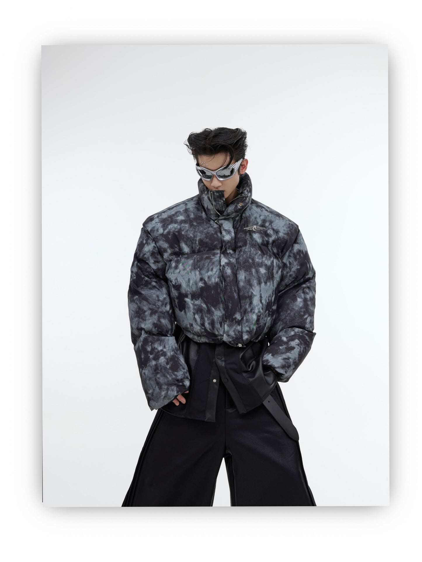 Stormy day Tie dye Futuristic Dystopian Puffer Jacket | ARGUE CULTURE Collection [H449]