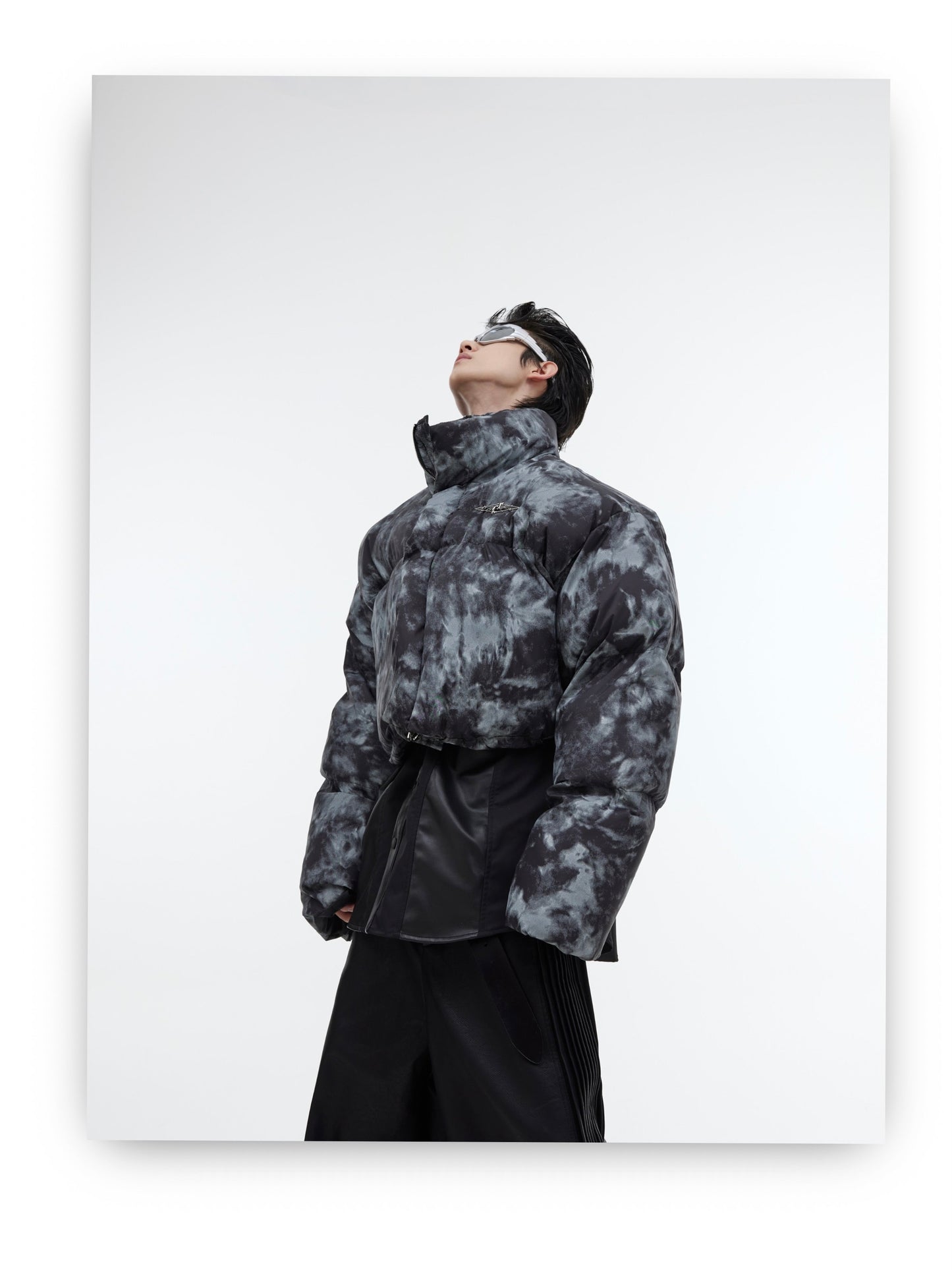 Stormy day Tie dye Futuristic Dystopian Puffer Jacket | ARGUE CULTURE Collection [H449]