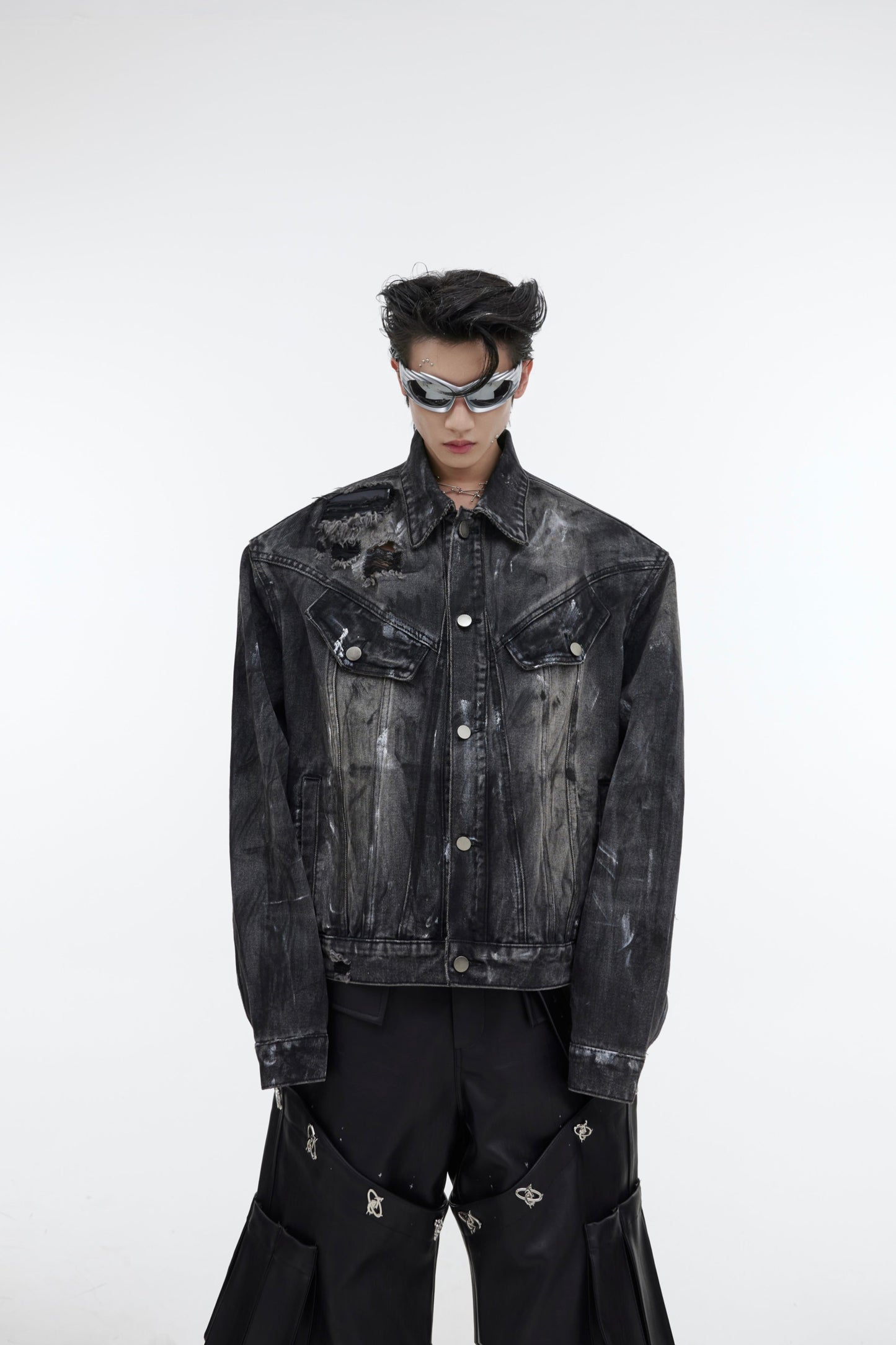Heavy Industry Hand-painted Distressed Denim Jacket | ARGUE CULTURE Collection [H436]