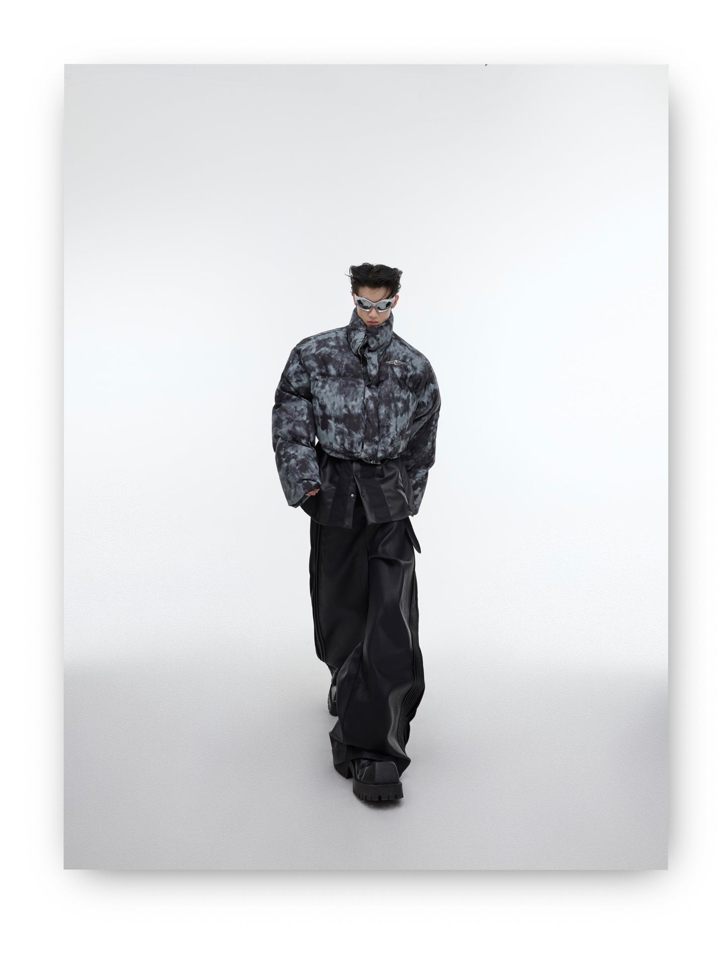 Stormy day Tie dye Futuristic Dystopian Puffer Jacket | ARGUE CULTURE Collection [H449]