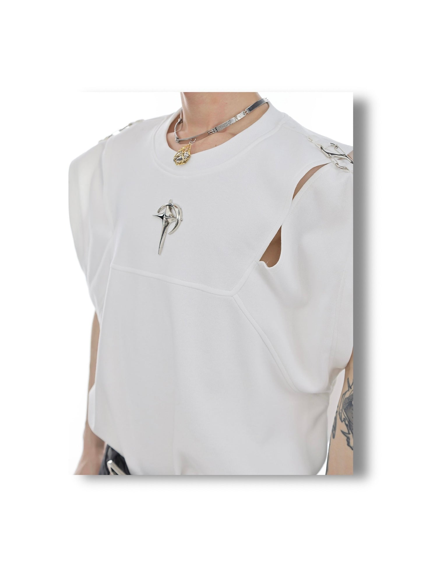 Celestial Spliced Deconstructed Sleeveless Shirt | ARGUE CULTURE Collection [H340]