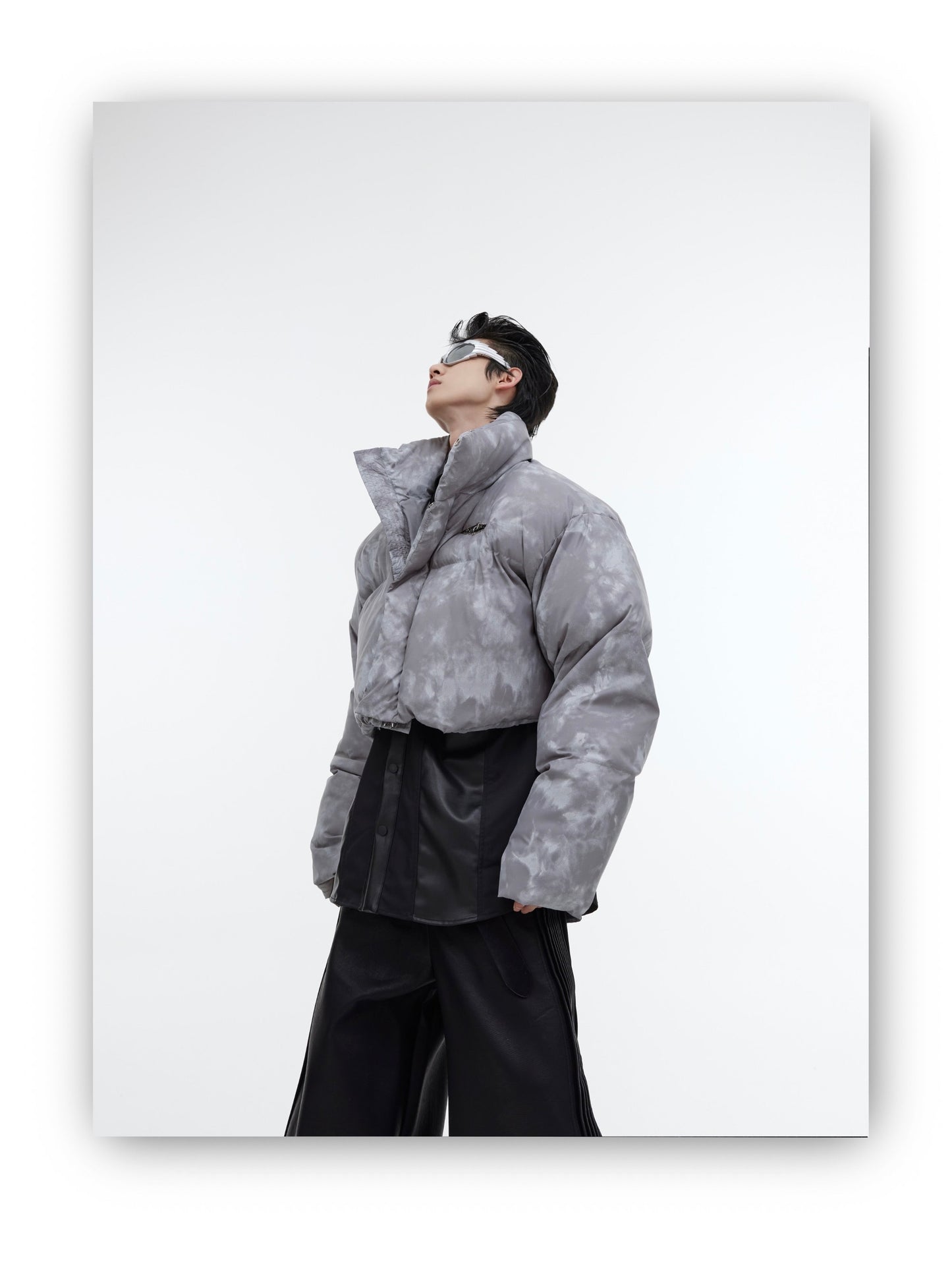 Stormy day Tie dye Futuristic Dystopian Puffer Jacket | ARGUE CULTURE Collection [H449]