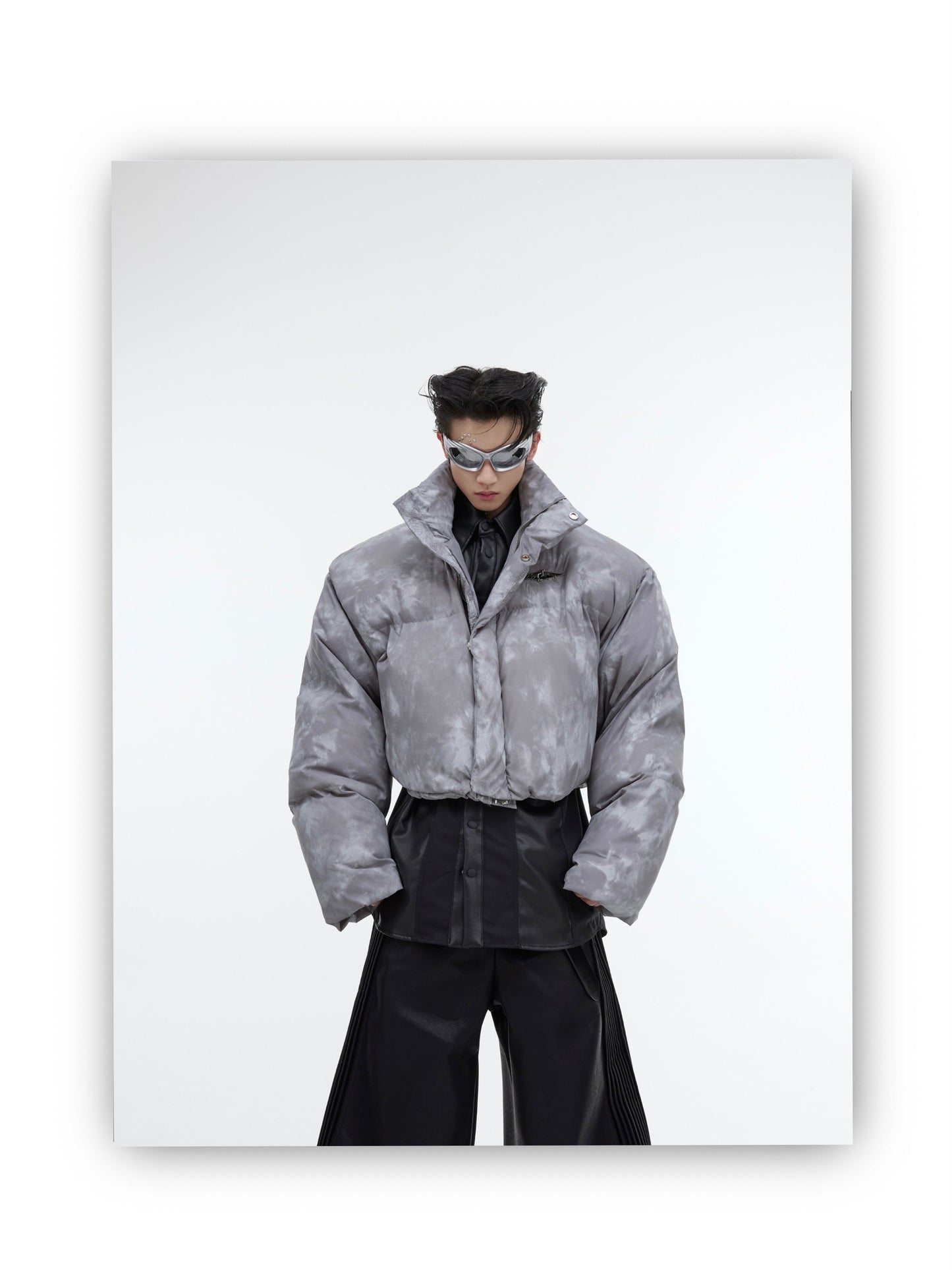 Stormy day Tie dye Futuristic Dystopian Puffer Jacket | ARGUE CULTURE Collection [H449]