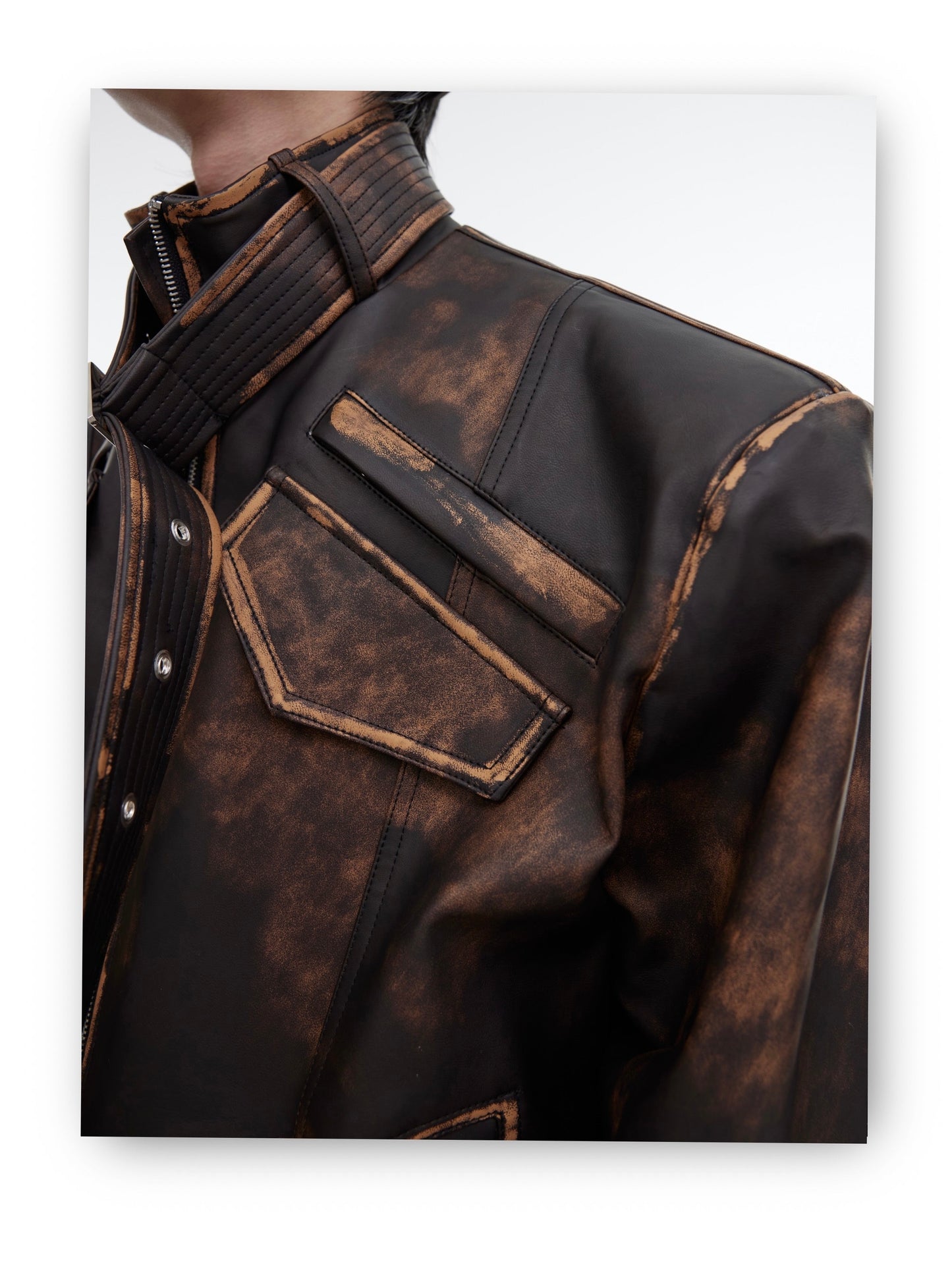 Dystopian Retro distressed Vegan Leather Jacket | ARGUE CULTURE Collection [H438]