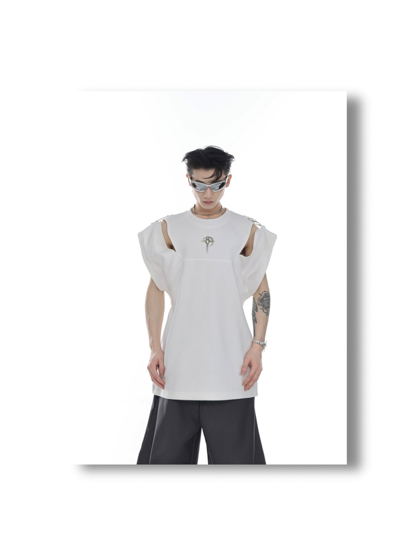 Celestial Spliced Deconstructed Sleeveless Shirt | ARGUE CULTURE Collection [H340]