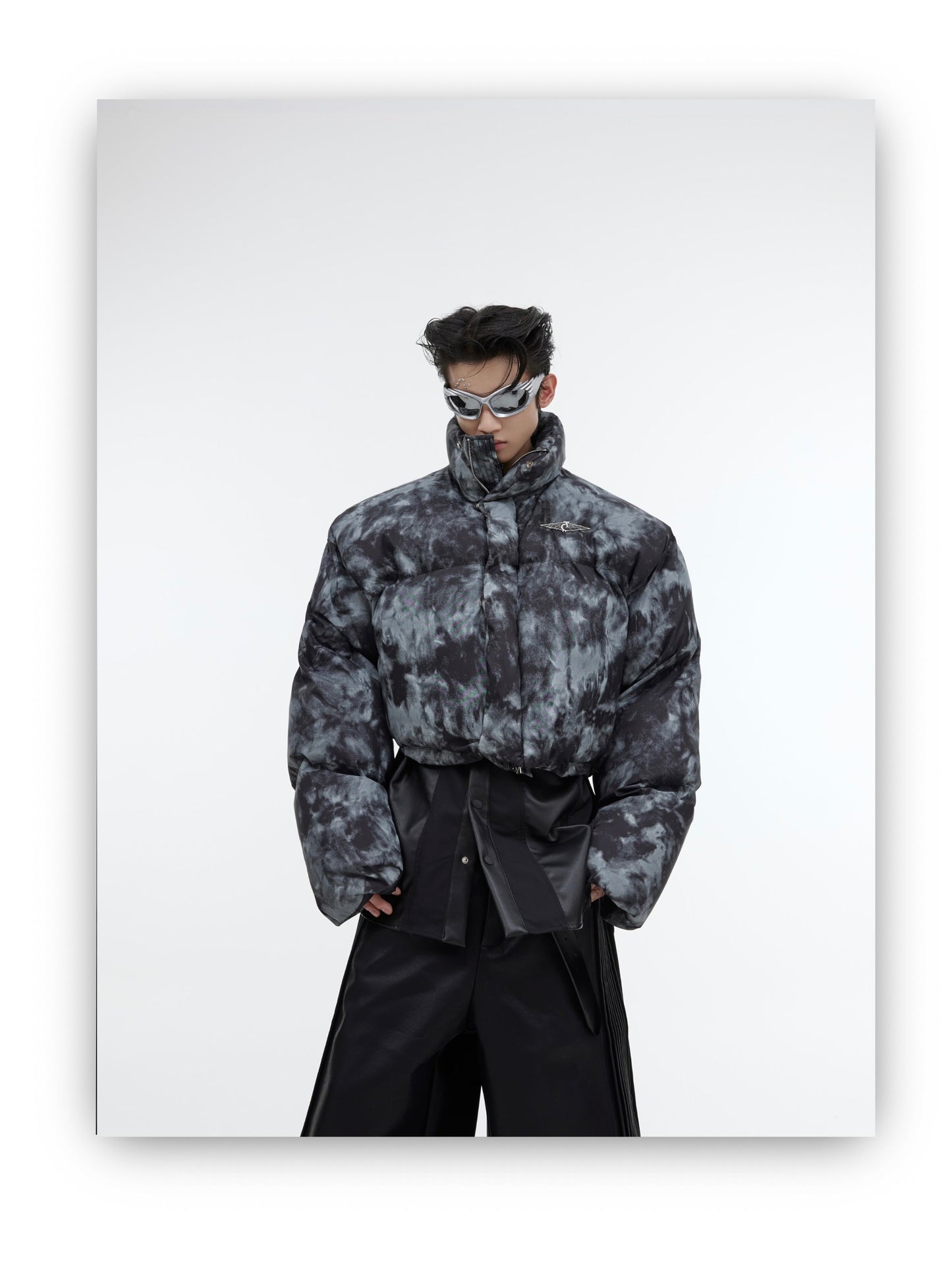 Stormy day Tie dye Futuristic Dystopian Puffer Jacket | ARGUE CULTURE Collection [H449]