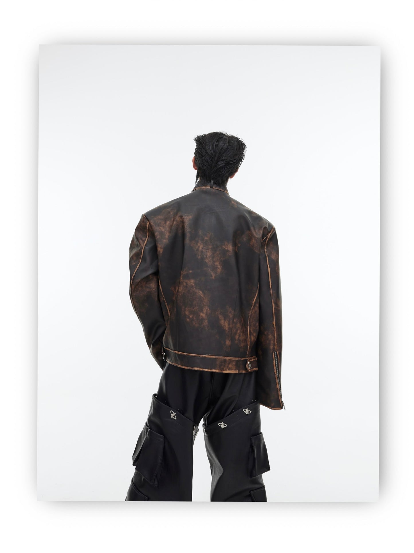 Dystopian Retro distressed Vegan Leather Jacket | ARGUE CULTURE Collection [H438]