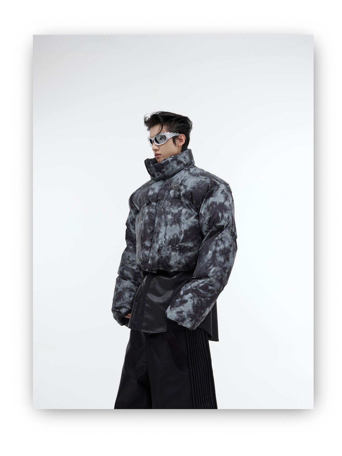 Stormy day Tie dye Futuristic Dystopian Puffer Jacket | ARGUE CULTURE Collection [H449]