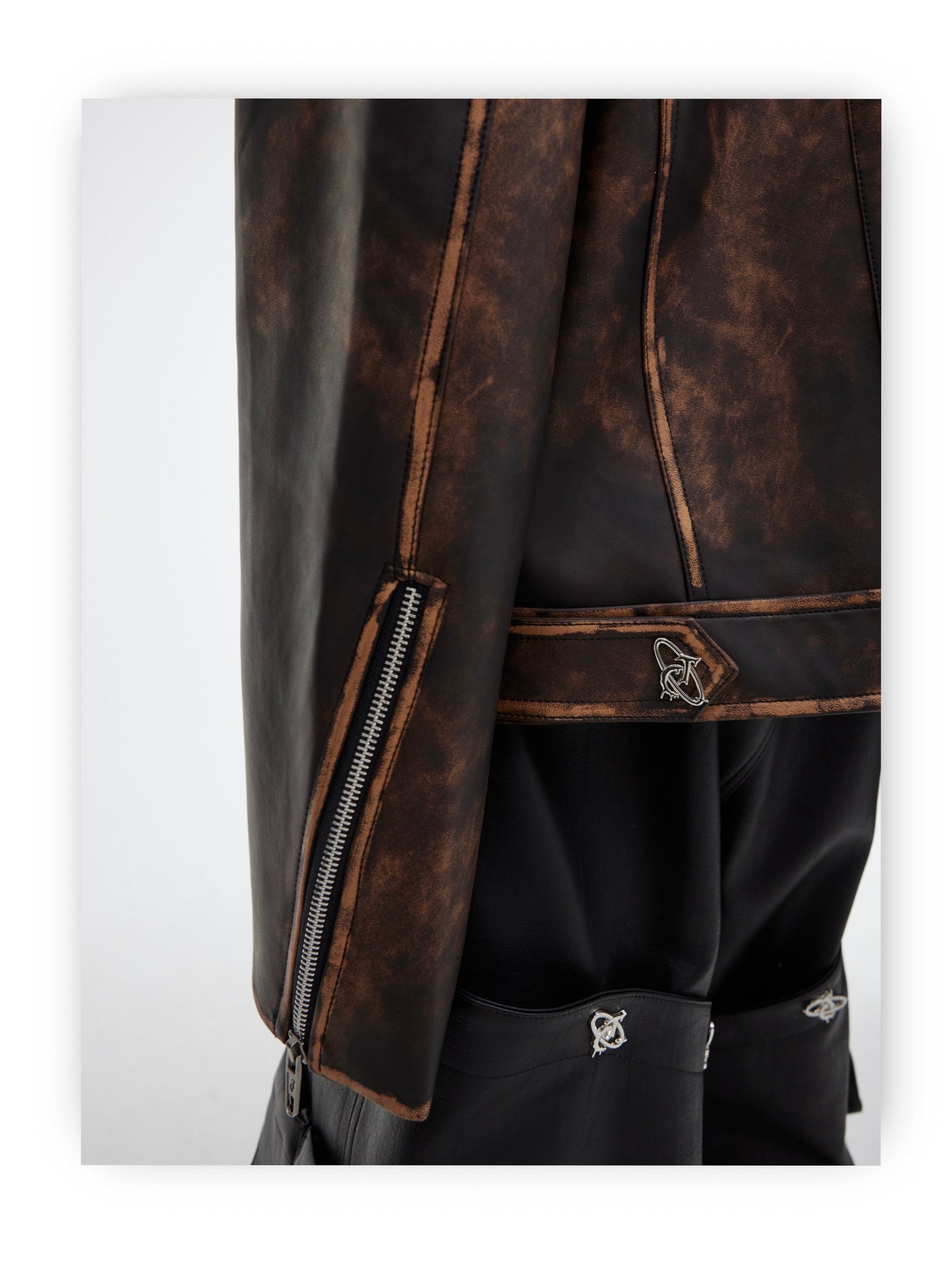 Dystopian Retro distressed Vegan Leather Jacket | ARGUE CULTURE Collection [H438]