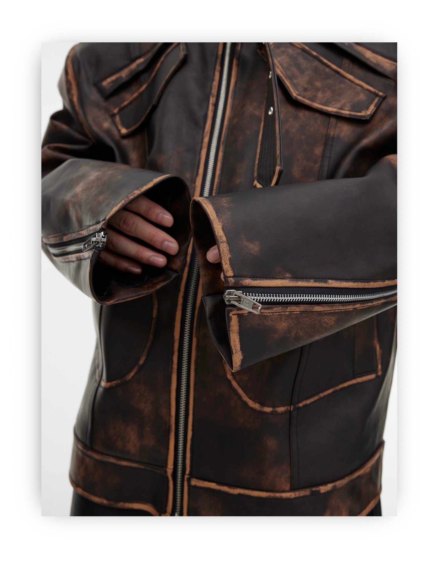 Dystopian Retro distressed Vegan Leather Jacket | ARGUE CULTURE Collection [H438]