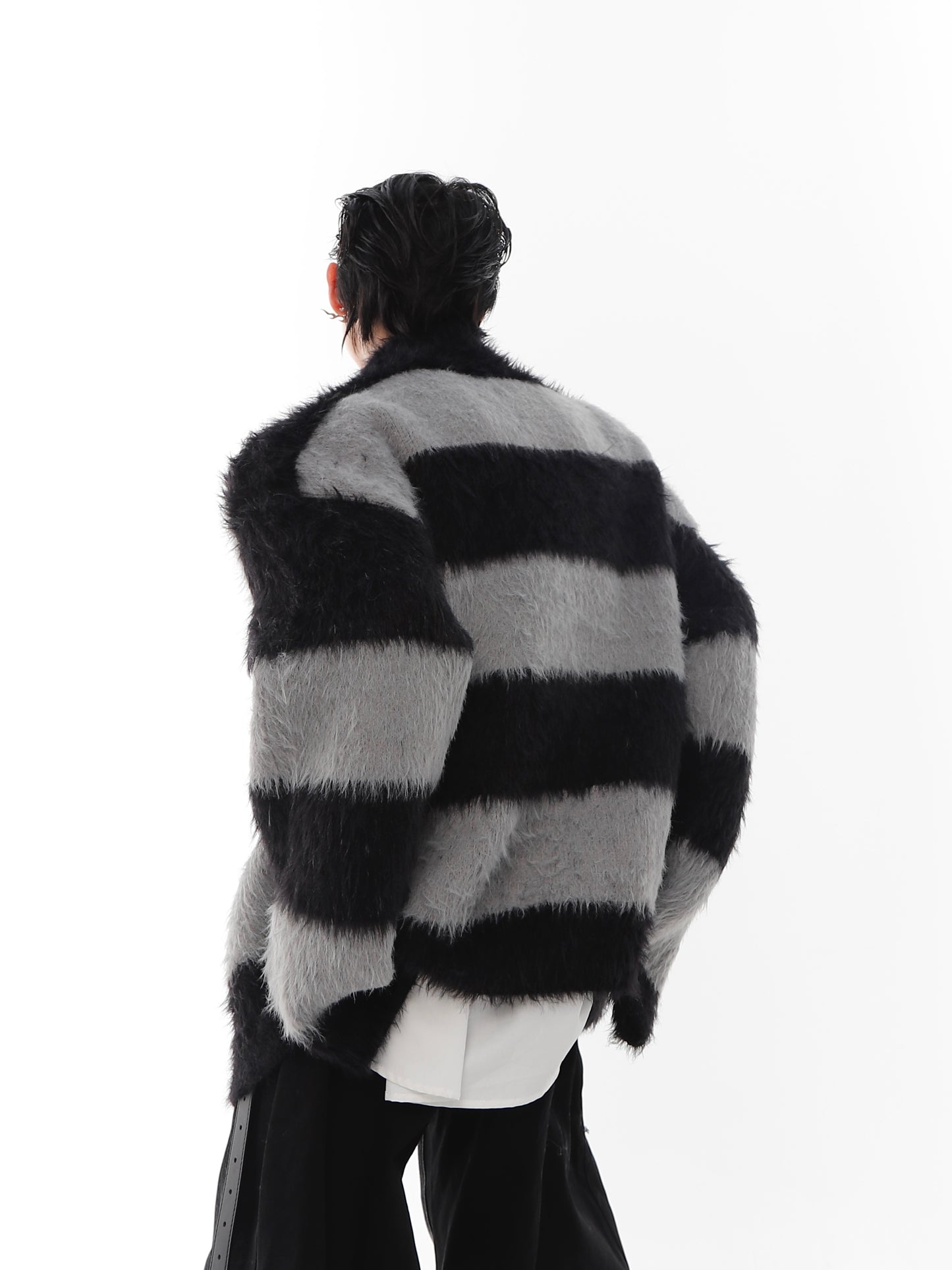 UNISEX Faux Mink Striped Cardigan | ARGUE CULTURE Collection [H150]