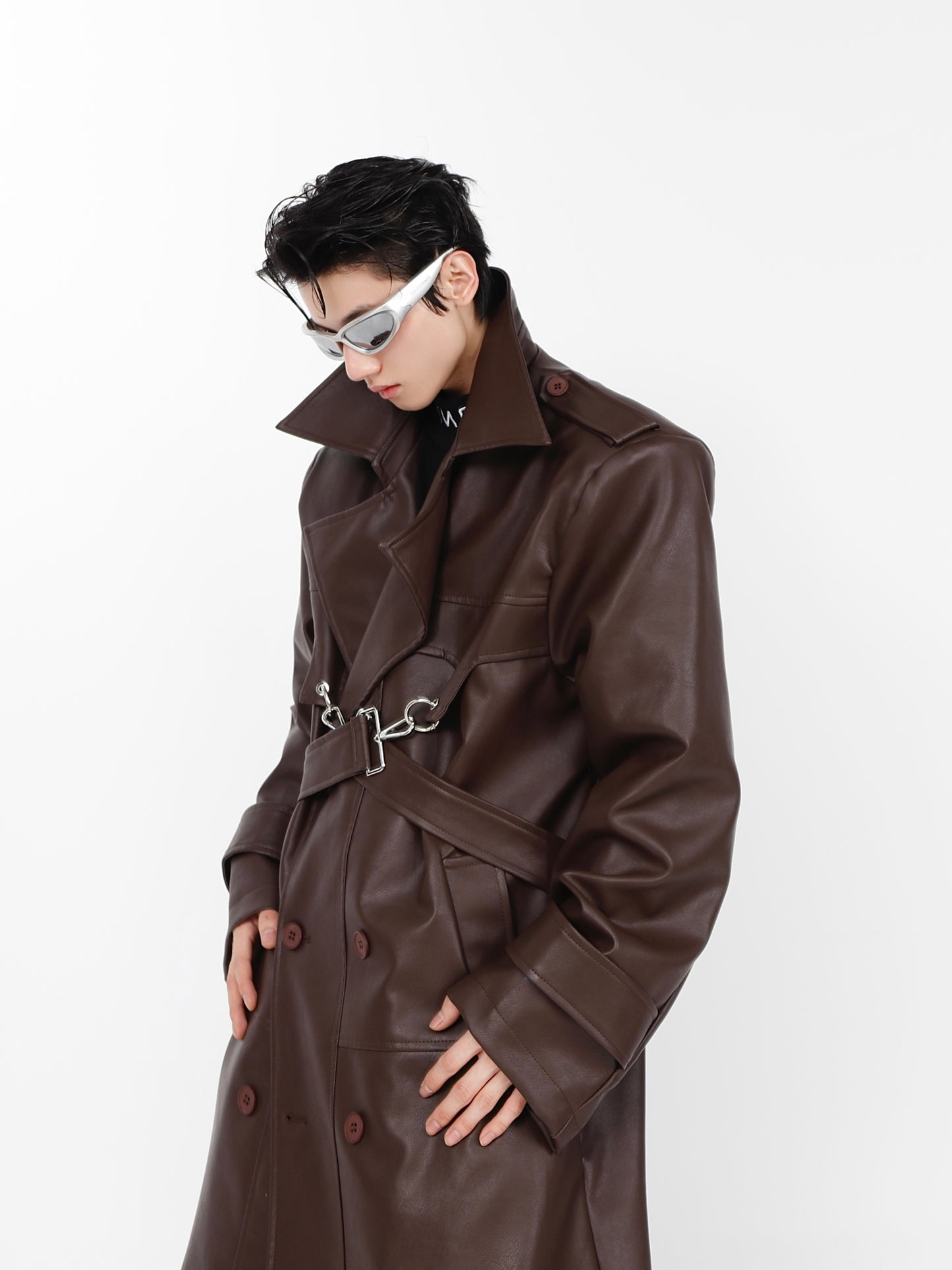 UNISEX Long Vegan Leather Winter/Spring Coat | ARGUE CULTURE Collection [H106]