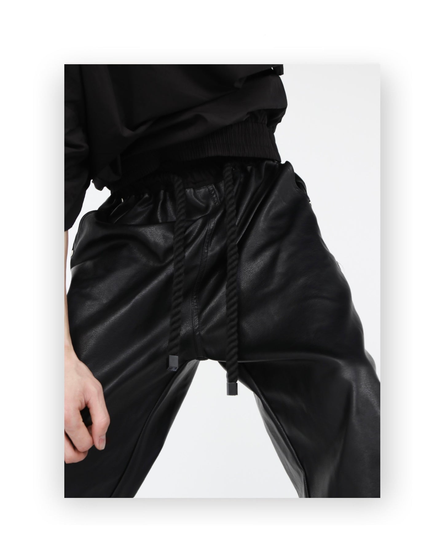 UNISEX Vegan Leather Pants Adjustable Drawstring Pants | ARGUE CULTURE Collection [H017]