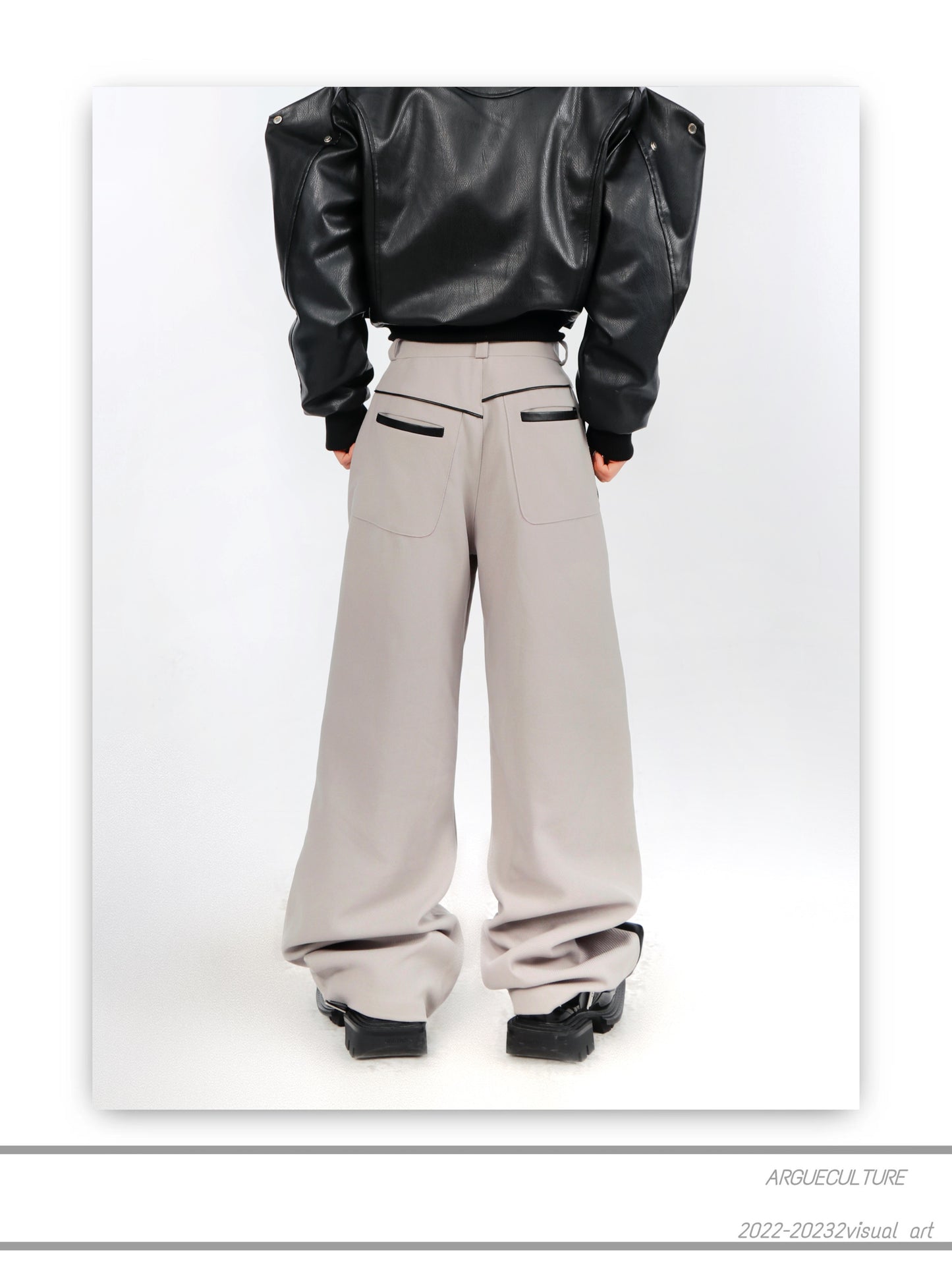 Half Leather Pants VEGAN LEATHER | ARGUE CULTURE Collection | "Half Leather Pants" | [H230]