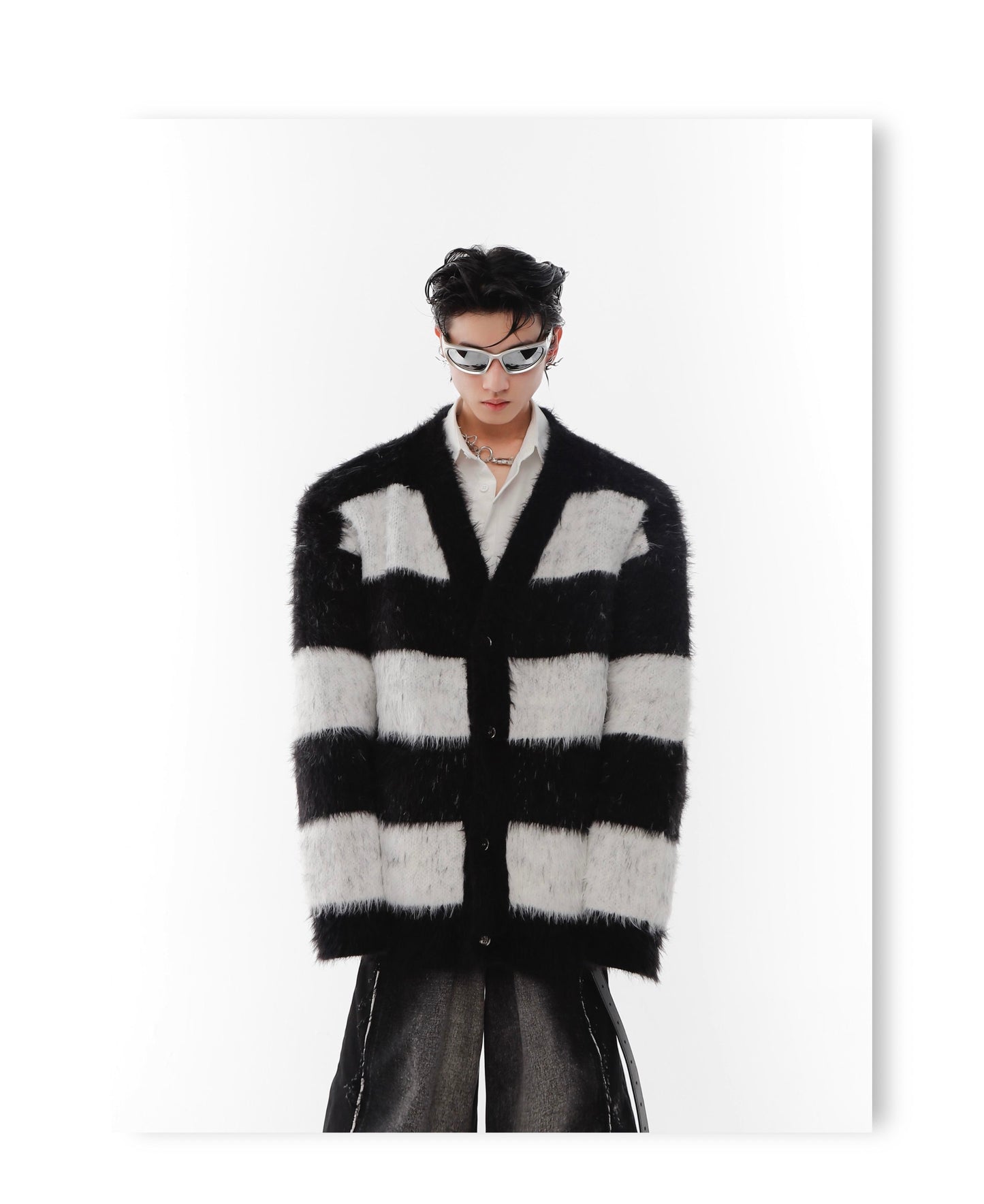 UNISEX Faux Mink Striped Cardigan | ARGUE CULTURE Collection [H150]