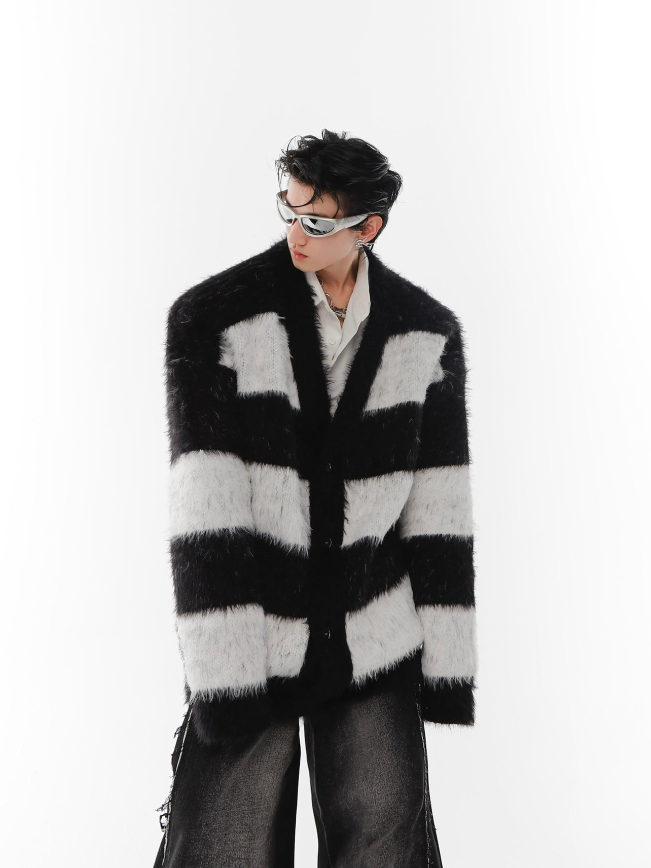 UNISEX Faux Mink Striped Cardigan | ARGUE CULTURE Collection [H150]