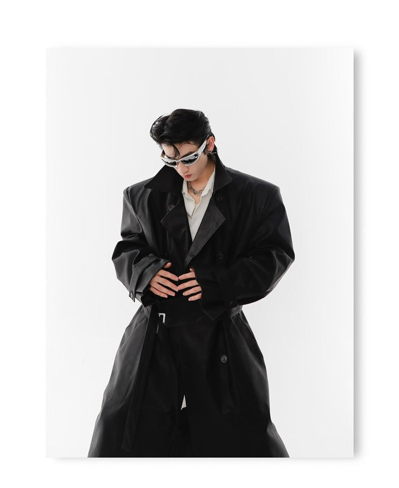 UNISEX Vegan Leather Long Coat | ARGUE CULTURE Collection [H019]