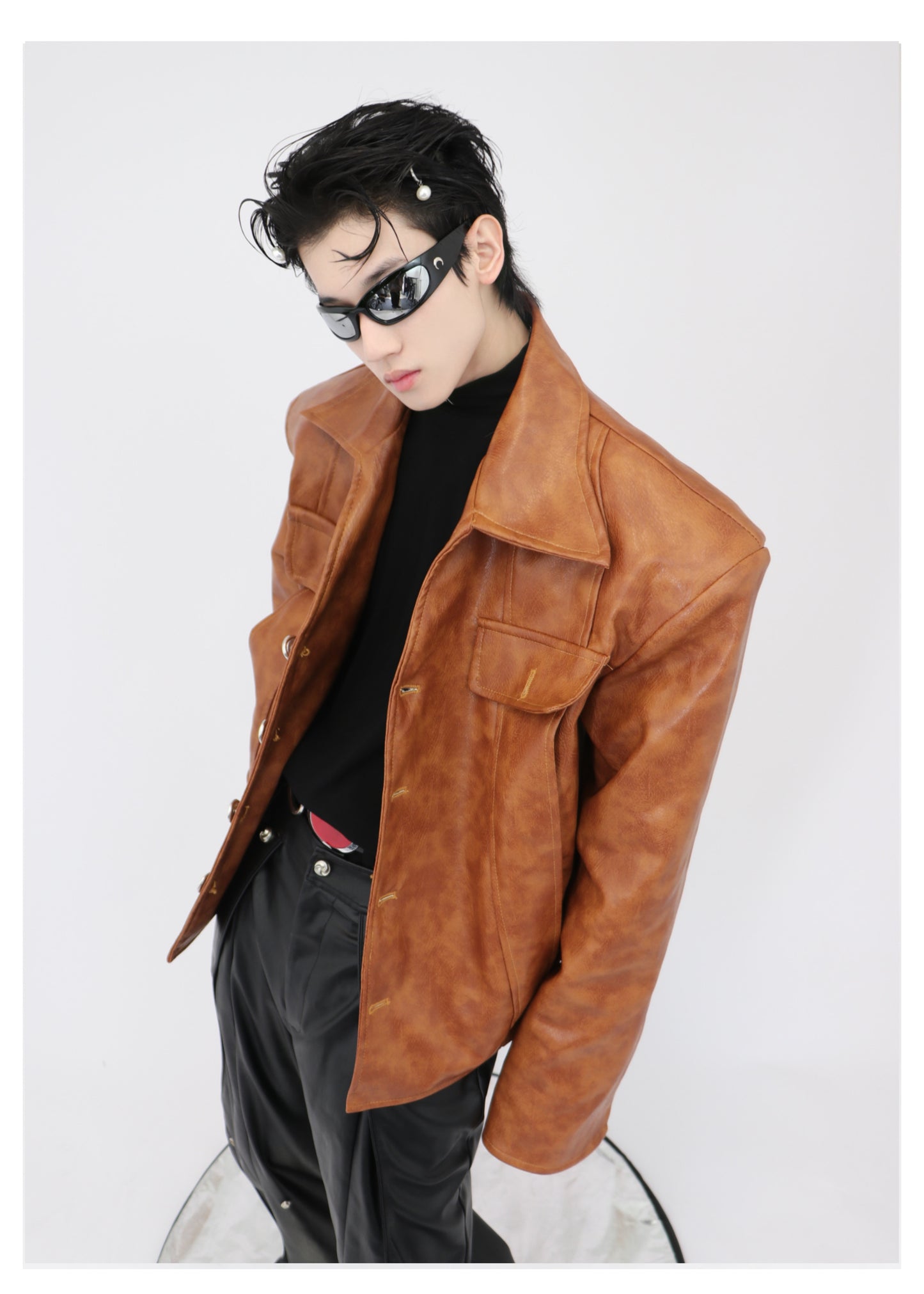 UNISEX Oversized Vegan Leather Jacket | ARGUE CULTURE Collection | "Mafia Leather Jacket" Jacket [H062]