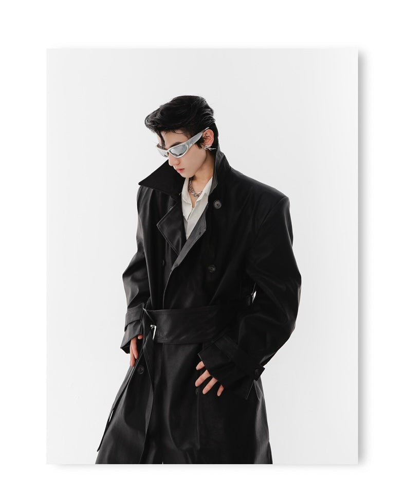 UNISEX Vegan Leather Long Coat | ARGUE CULTURE Collection [H019]