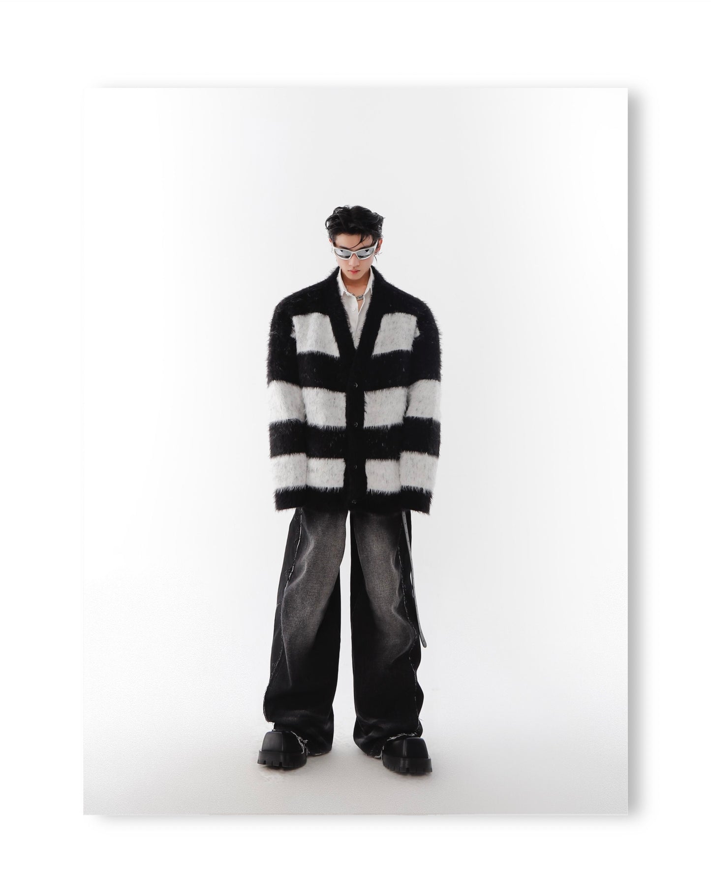 UNISEX Faux Mink Striped Cardigan | ARGUE CULTURE Collection [H150]