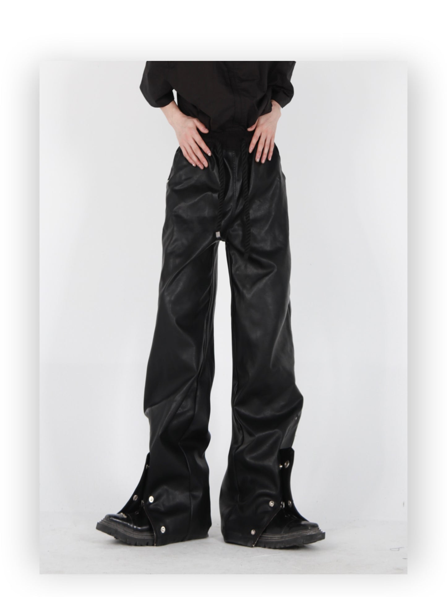 UNISEX Vegan Leather Pants Adjustable Drawstring Pants | ARGUE CULTURE Collection [H017]