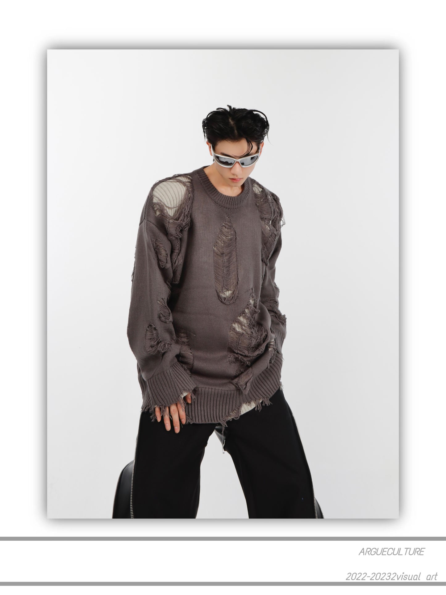 OVERSIZED  Ripped Hole Knitted Sweater | ARGUE CULTURE Collection | [H204]