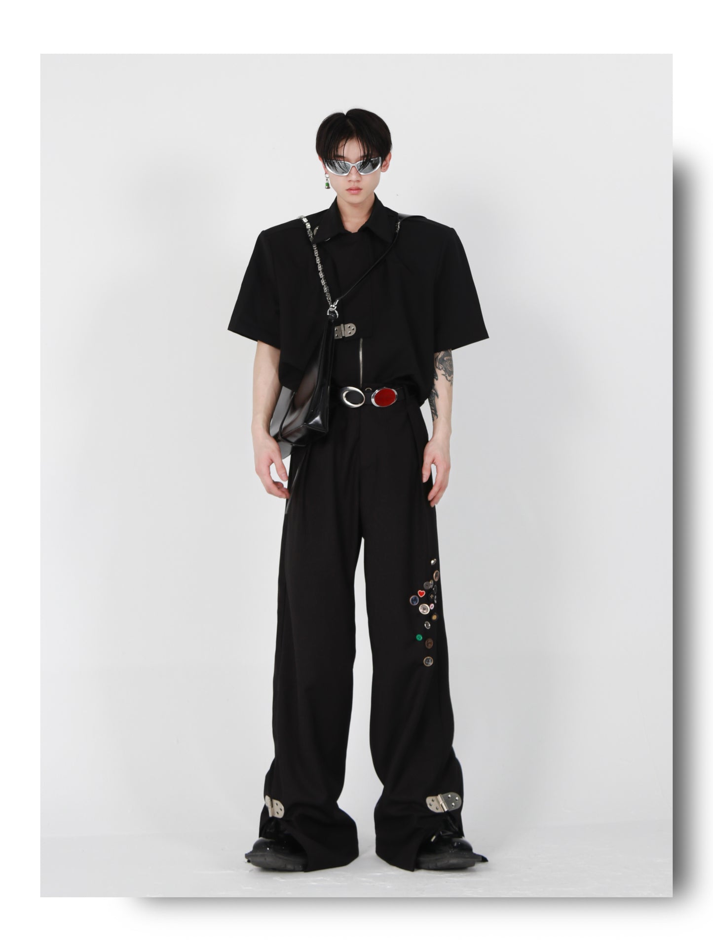 UNISEX Button Patch and Metal Buckle Design Pants | ARGUE CULTURE Collection [H175]