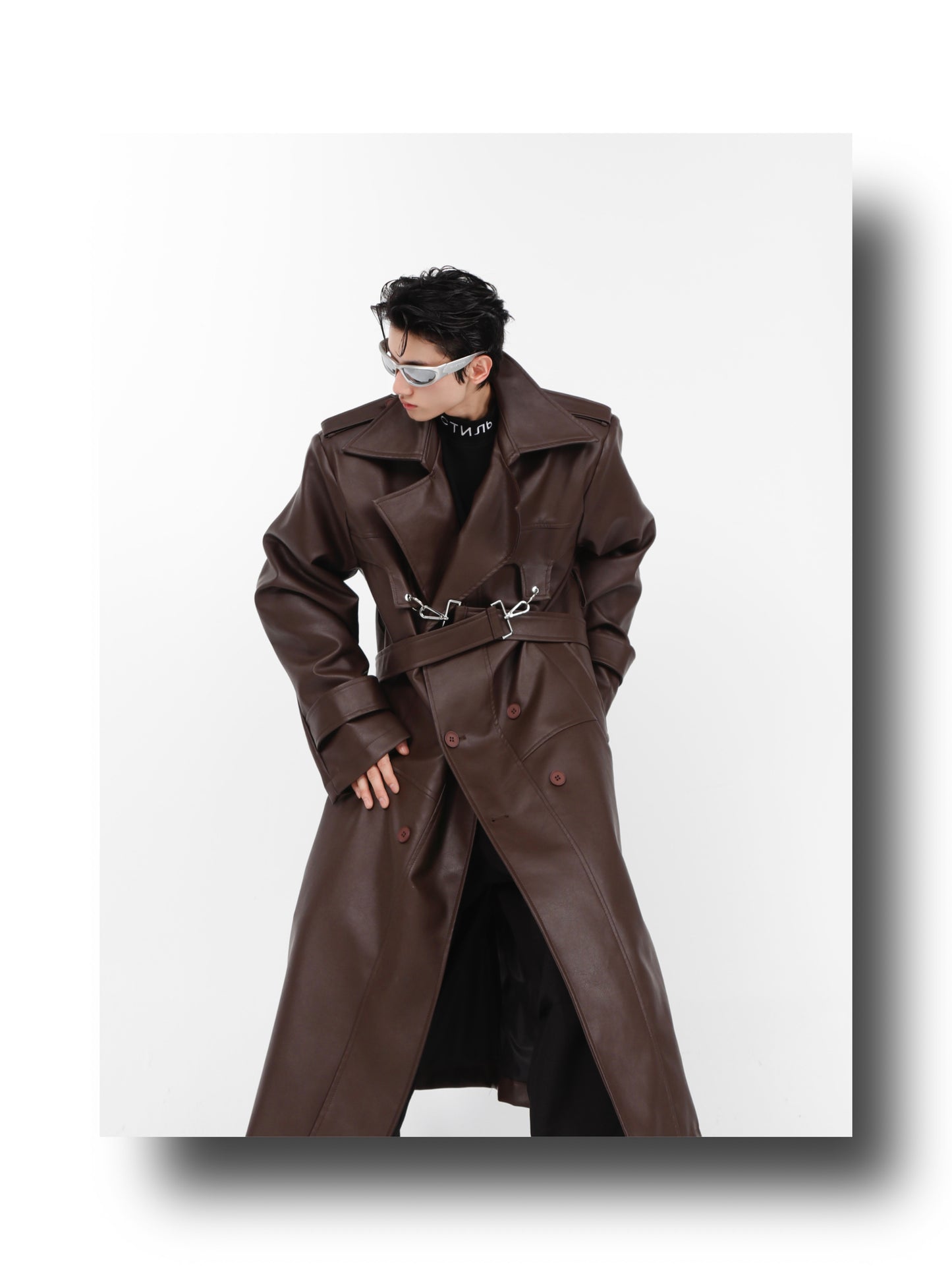 UNISEX Long Vegan Leather Winter/Spring Coat | ARGUE CULTURE Collection [H106]