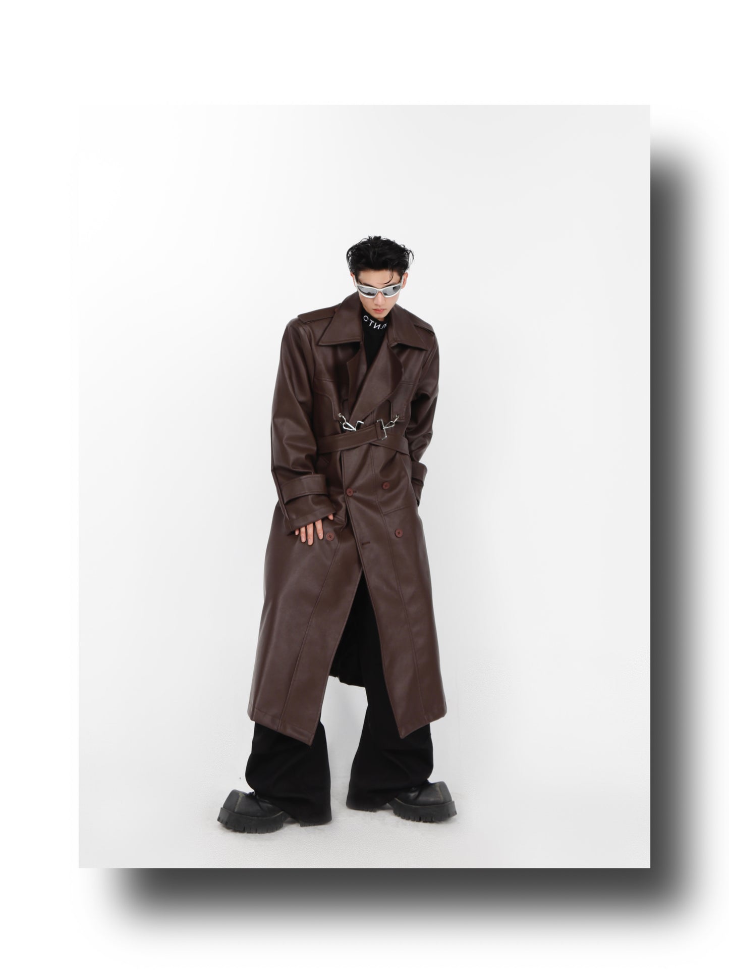 UNISEX Long Vegan Leather Winter/Spring Coat | ARGUE CULTURE Collection [H106]