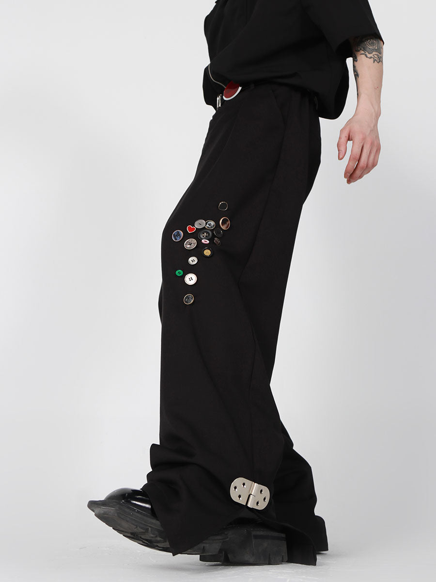 UNISEX Button Patch and Metal Buckle Design Pants | ARGUE CULTURE Collection [H175]