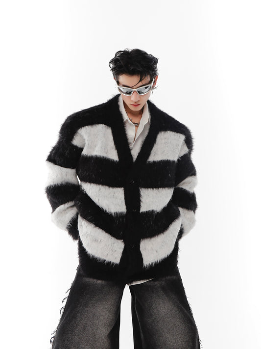 UNISEX Faux Mink Striped Cardigan | ARGUE CULTURE Collection [H150]