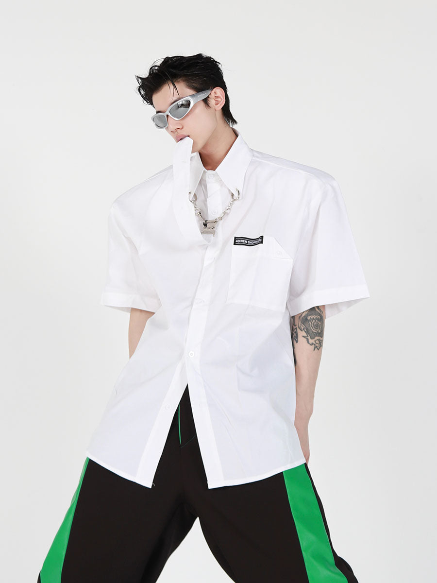 UNISEX Collar Metal Chain Tie Shirt | ARGUE CULTURE Collection [H169]