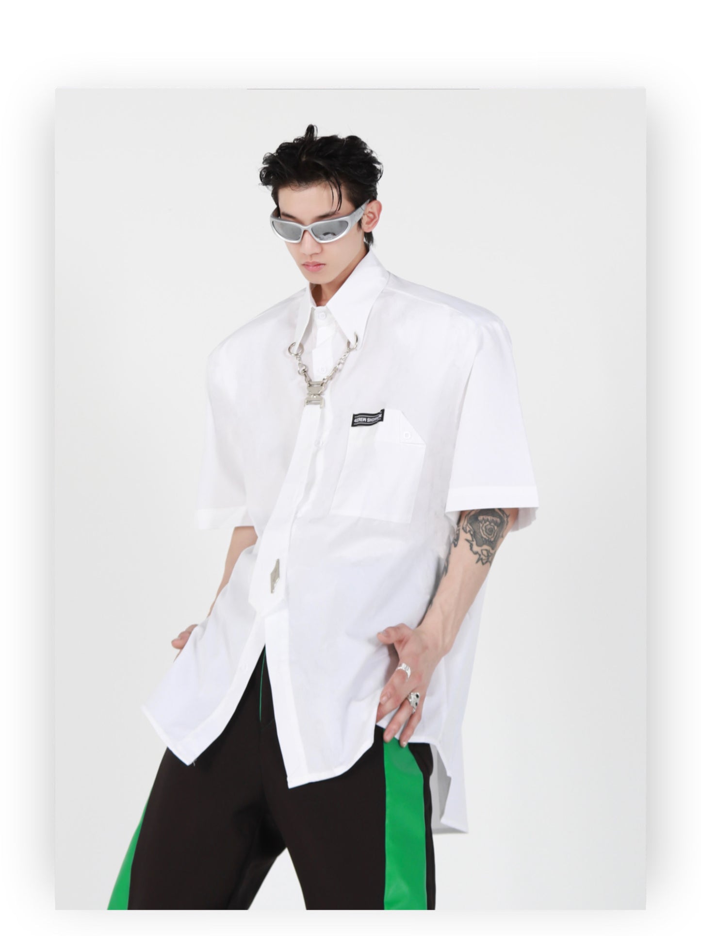 UNISEX Collar Metal Chain Tie Shirt | ARGUE CULTURE Collection [H169]