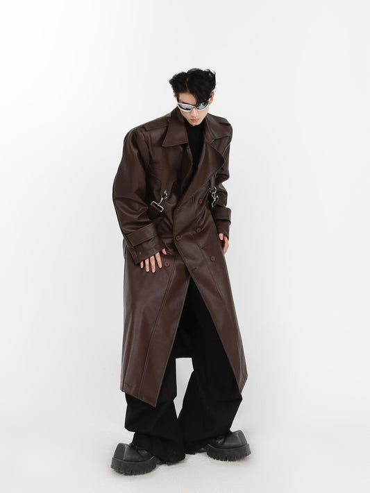 UNISEX Long Vegan Leather Winter/Spring Coat | ARGUE CULTURE Collection [H106]