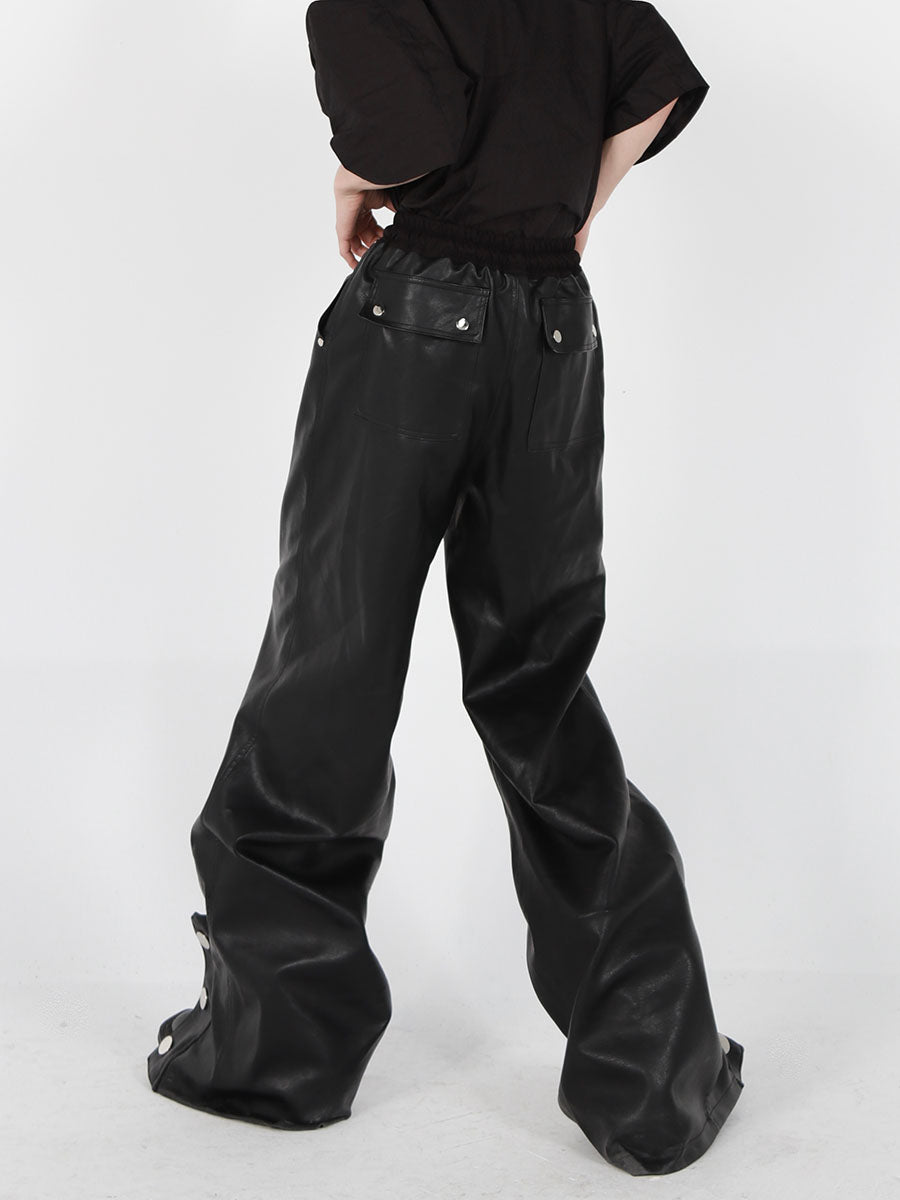 UNISEX Vegan Leather Pants Adjustable Drawstring Pants | ARGUE CULTURE Collection [H017]