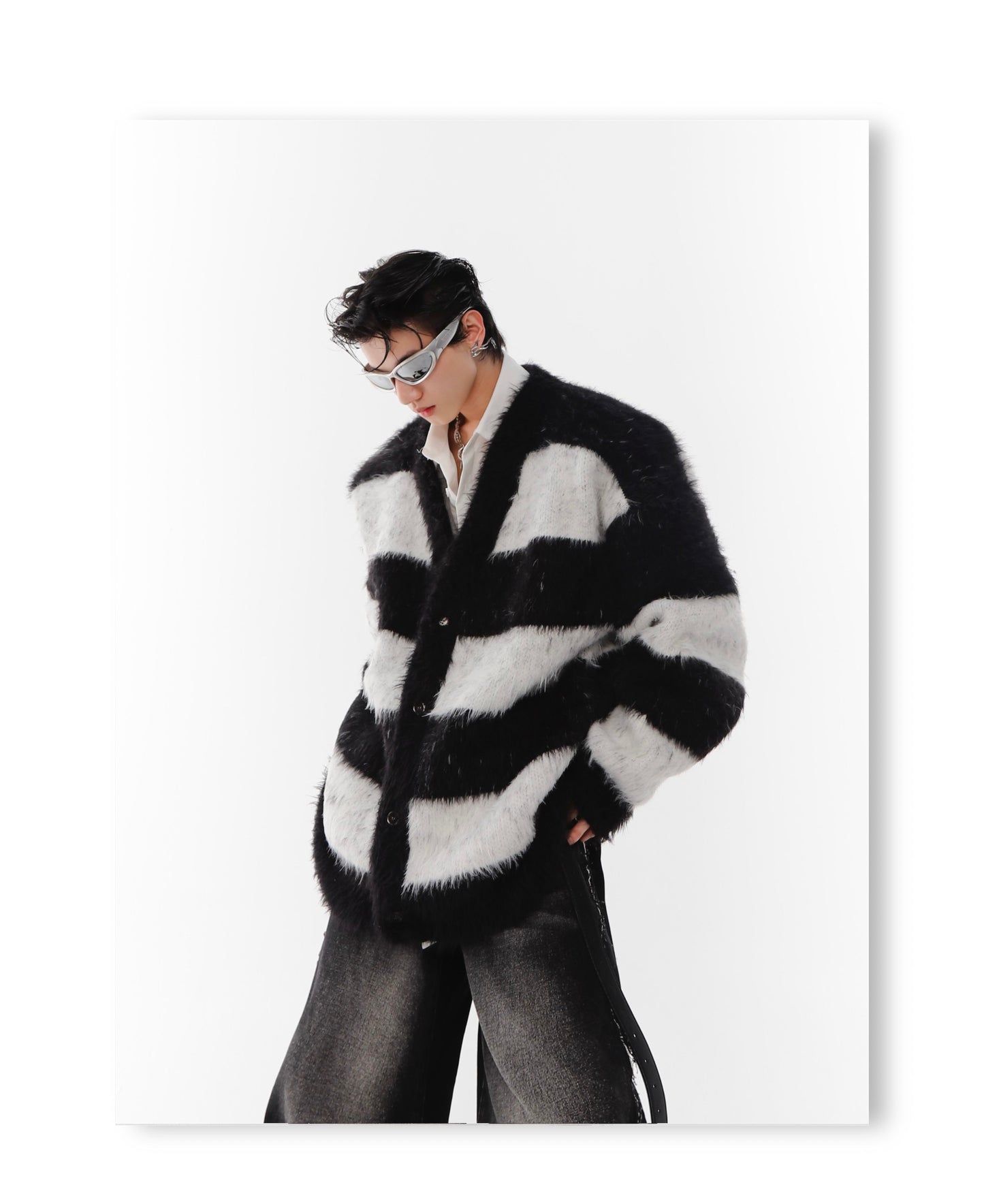 UNISEX Faux Mink Striped Cardigan | ARGUE CULTURE Collection [H150]