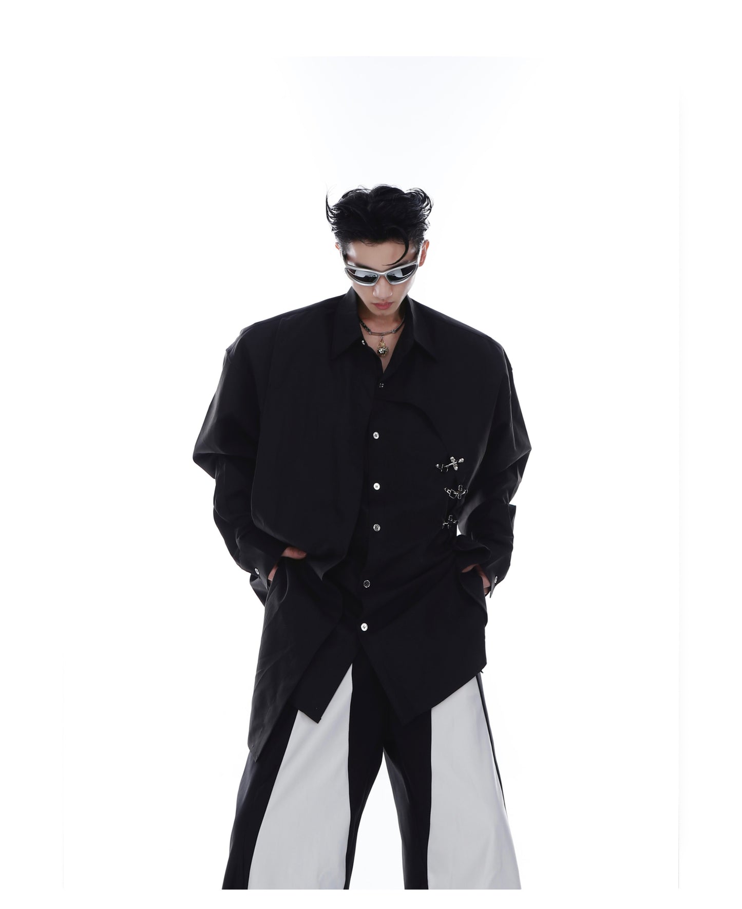 UNISEX Avant Garde Layered Metal Embellishment Long Sleeve Shirt | ARGUE CULTURE Collection [H188]