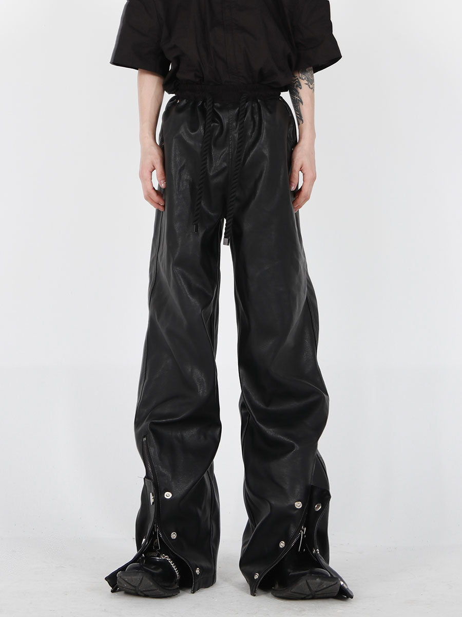 UNISEX Vegan Leather Pants Adjustable Drawstring Pants | ARGUE CULTURE Collection [H017]