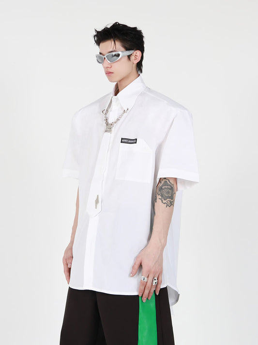 UNISEX Collar Metal Chain Tie Shirt | ARGUE CULTURE Collection [H169]