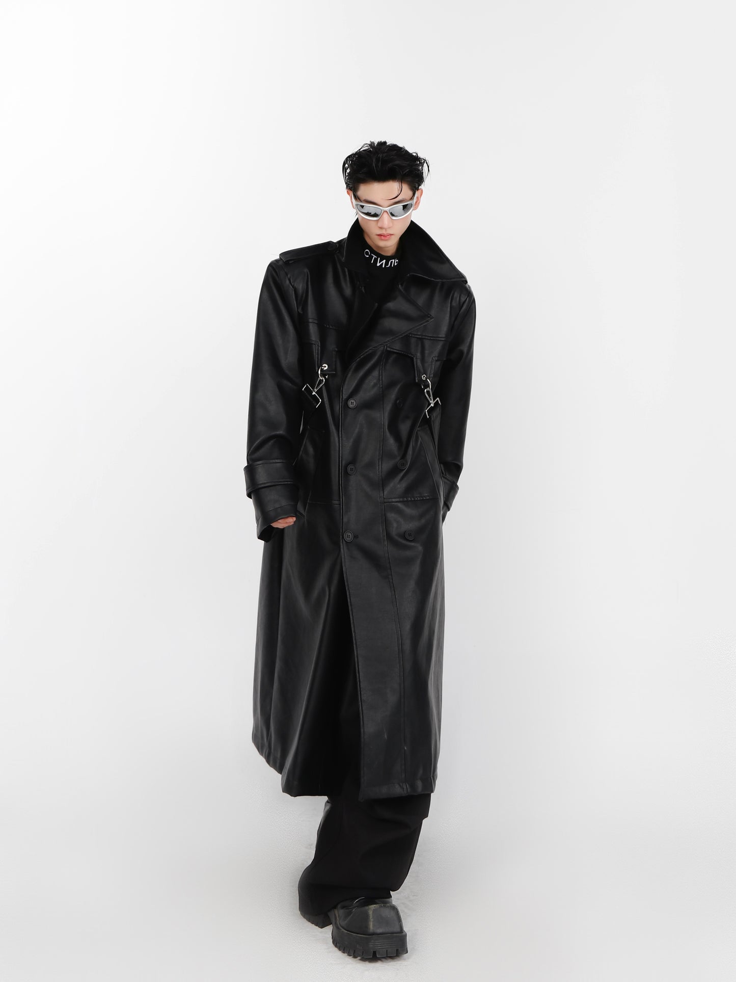 UNISEX Long Vegan Leather Winter/Spring Coat | ARGUE CULTURE Collection [H106]