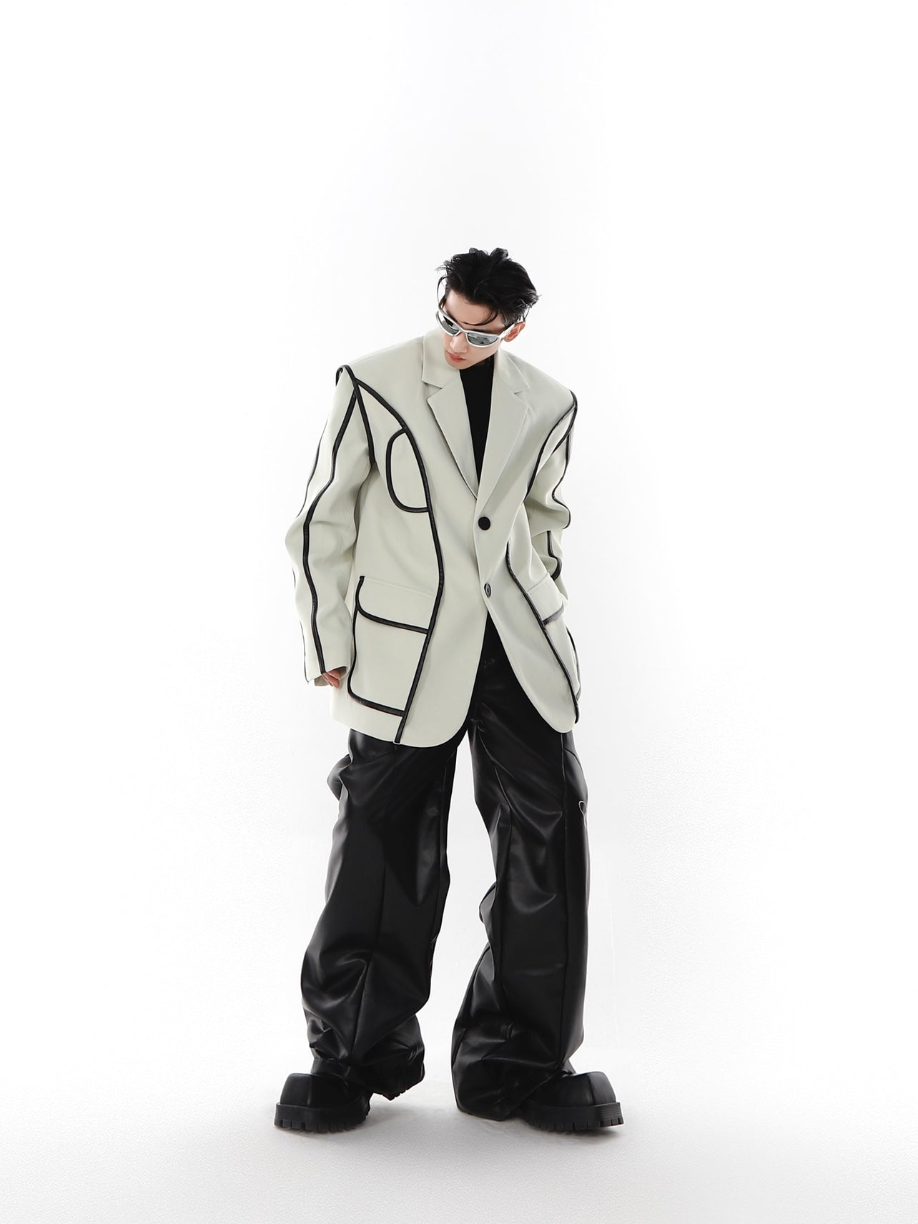 UNISEX Contrast Line Trim Blazer (Suit) | ARGUE CULTURE Collection [H168]