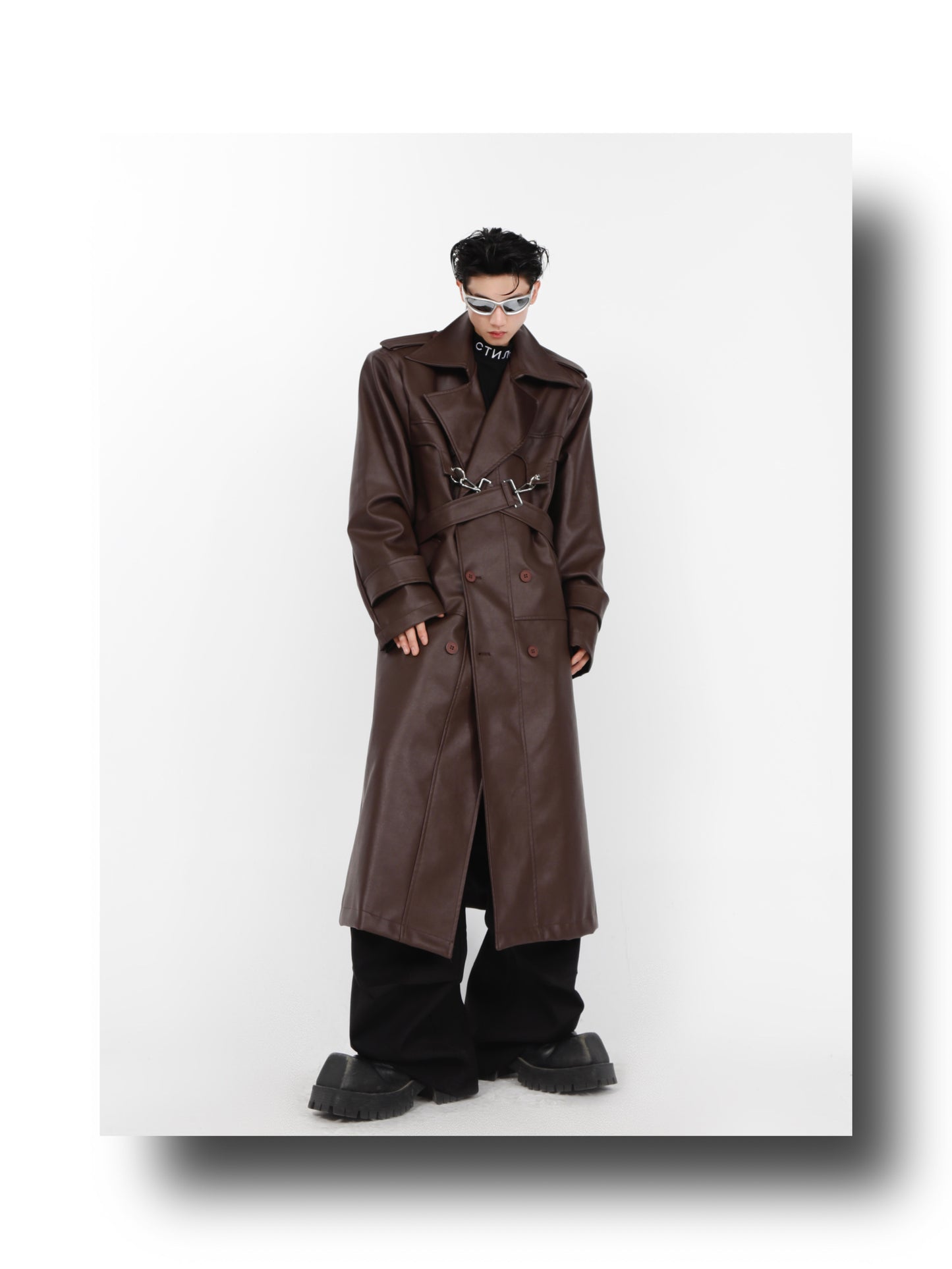 UNISEX Long Vegan Leather Winter/Spring Coat | ARGUE CULTURE Collection [H106]