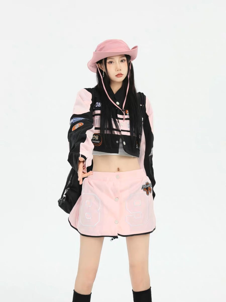 UNISEX Pink Racing Jacket, Pink Racing Skirt | ZZHENL [H274]