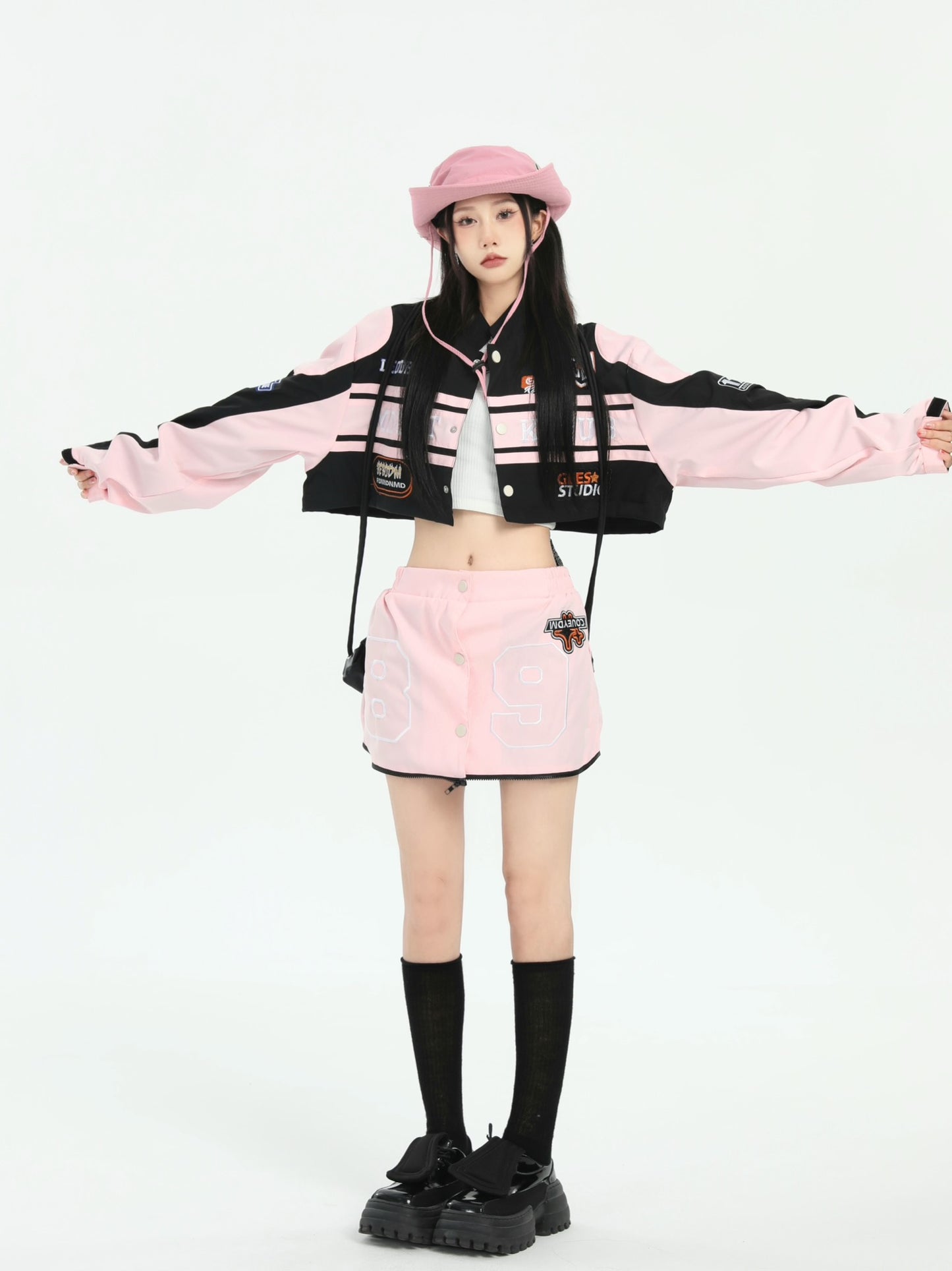 UNISEX Pink Racing Jacket, Pink Racing Skirt | ZZHENL [H274]