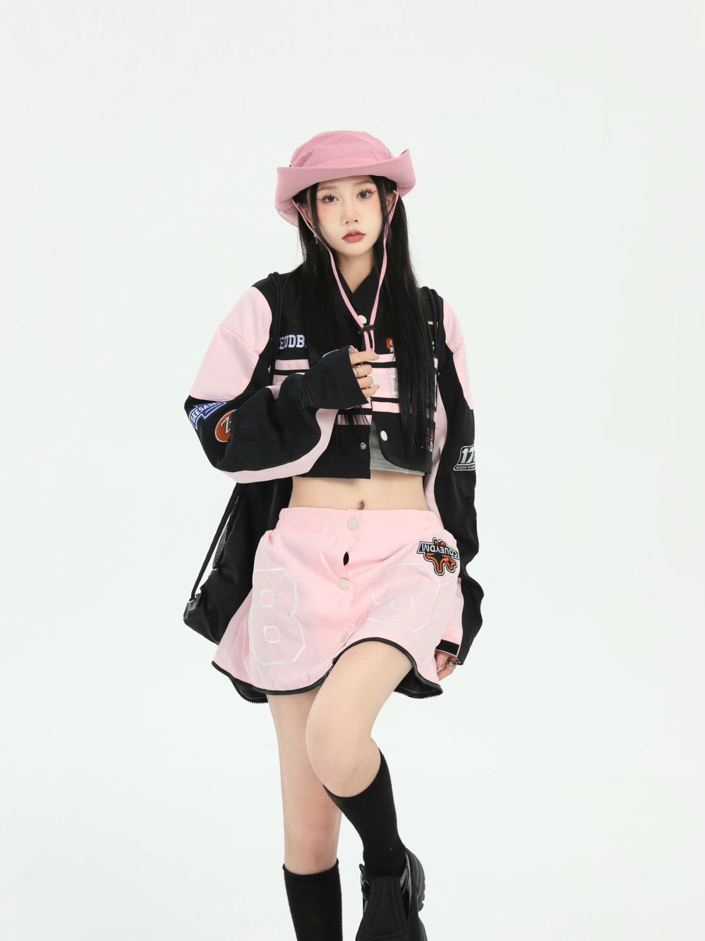 UNISEX Pink Racing Jacket, Pink Racing Skirt | ZZHENL [H274]