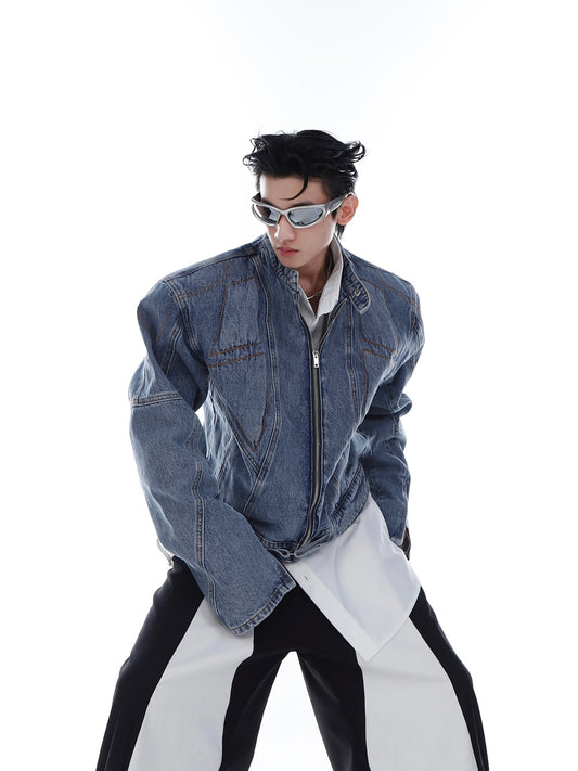 UNISEX Retro Motorcycle Denim Jacket [H049]