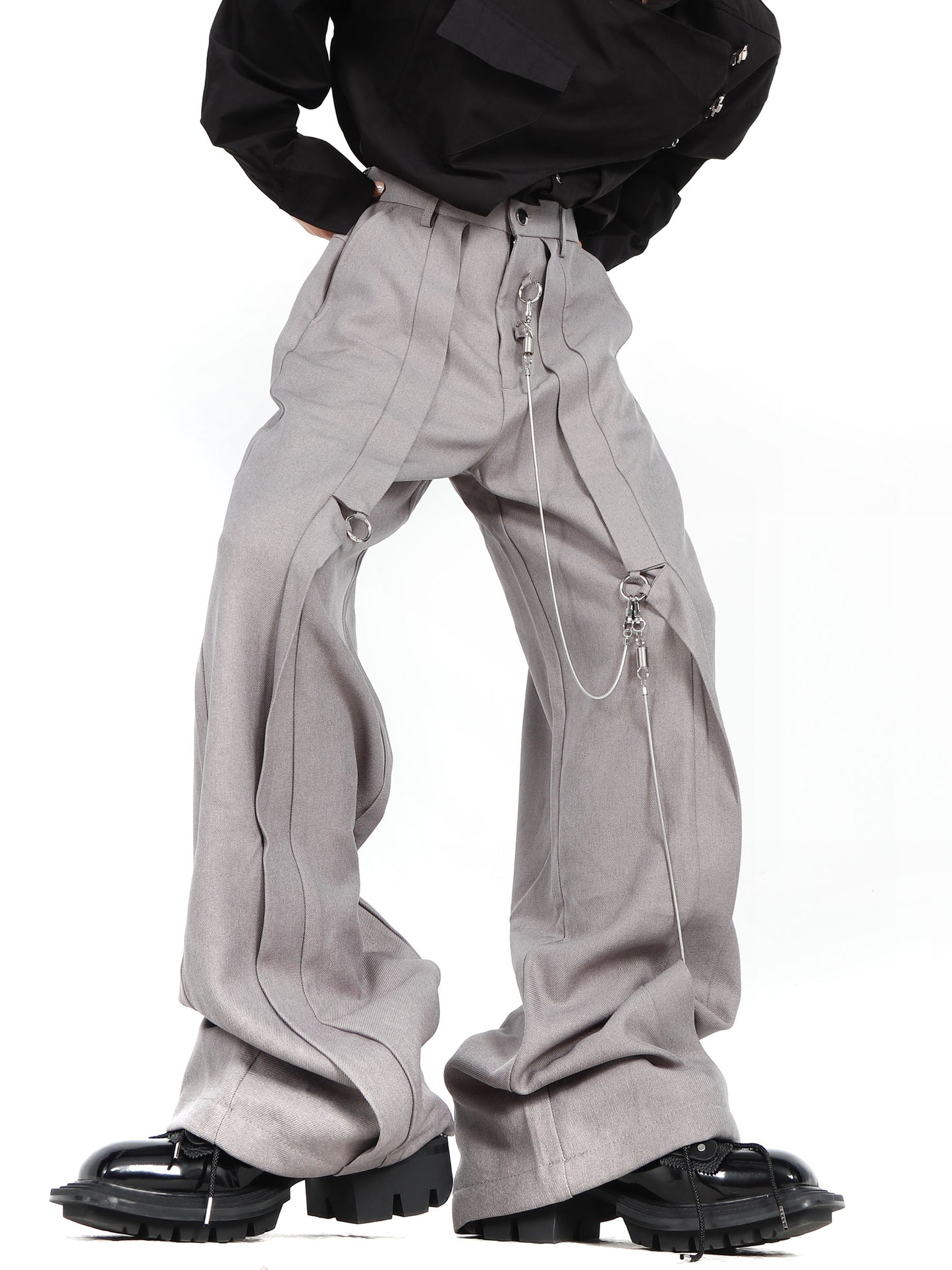 UNISEX Metal Chain Spliced Pants [H096]